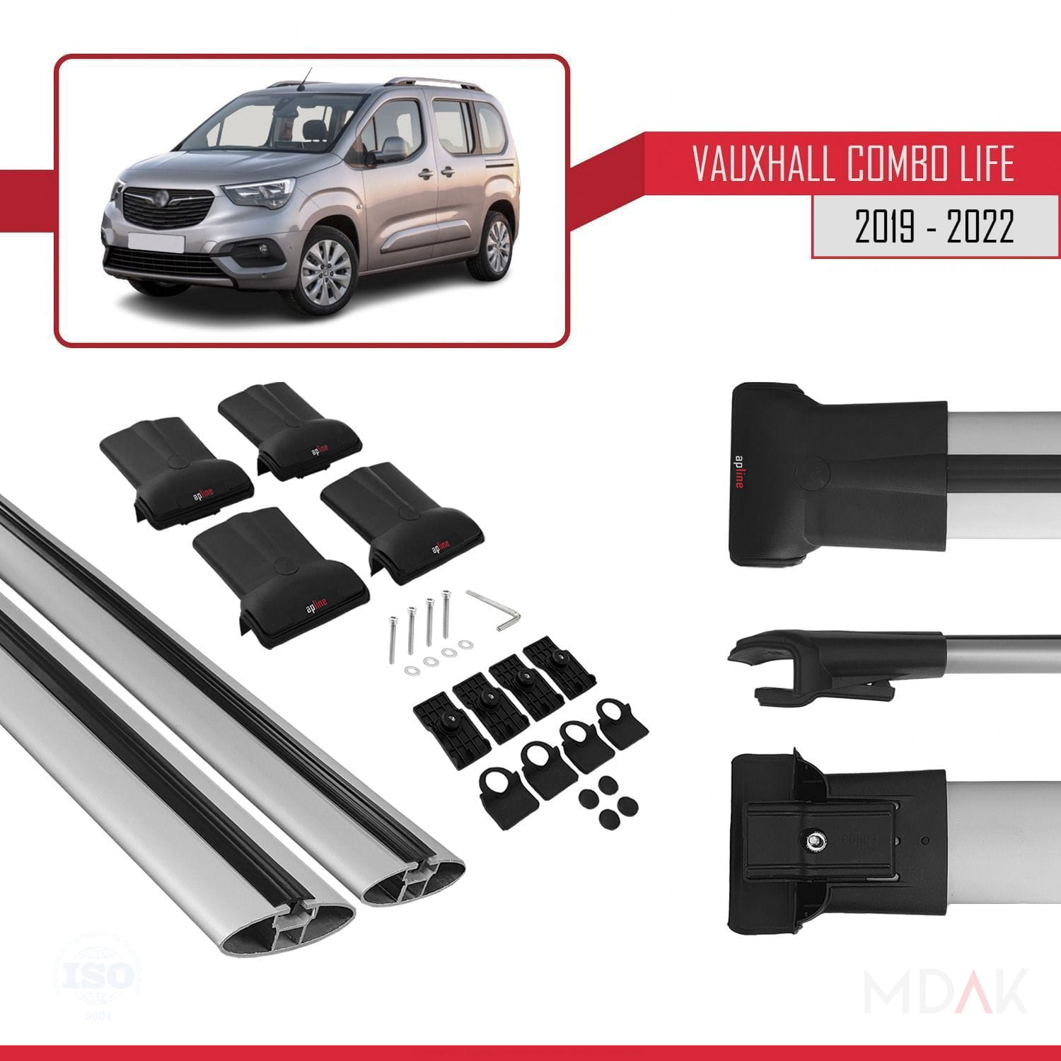 Vauxhall Combo E Life 2019-2022 Arası ile Uyumlu FLY Model Ara Atkı Tavan Barı Gri 2 Adet - Görsel 5