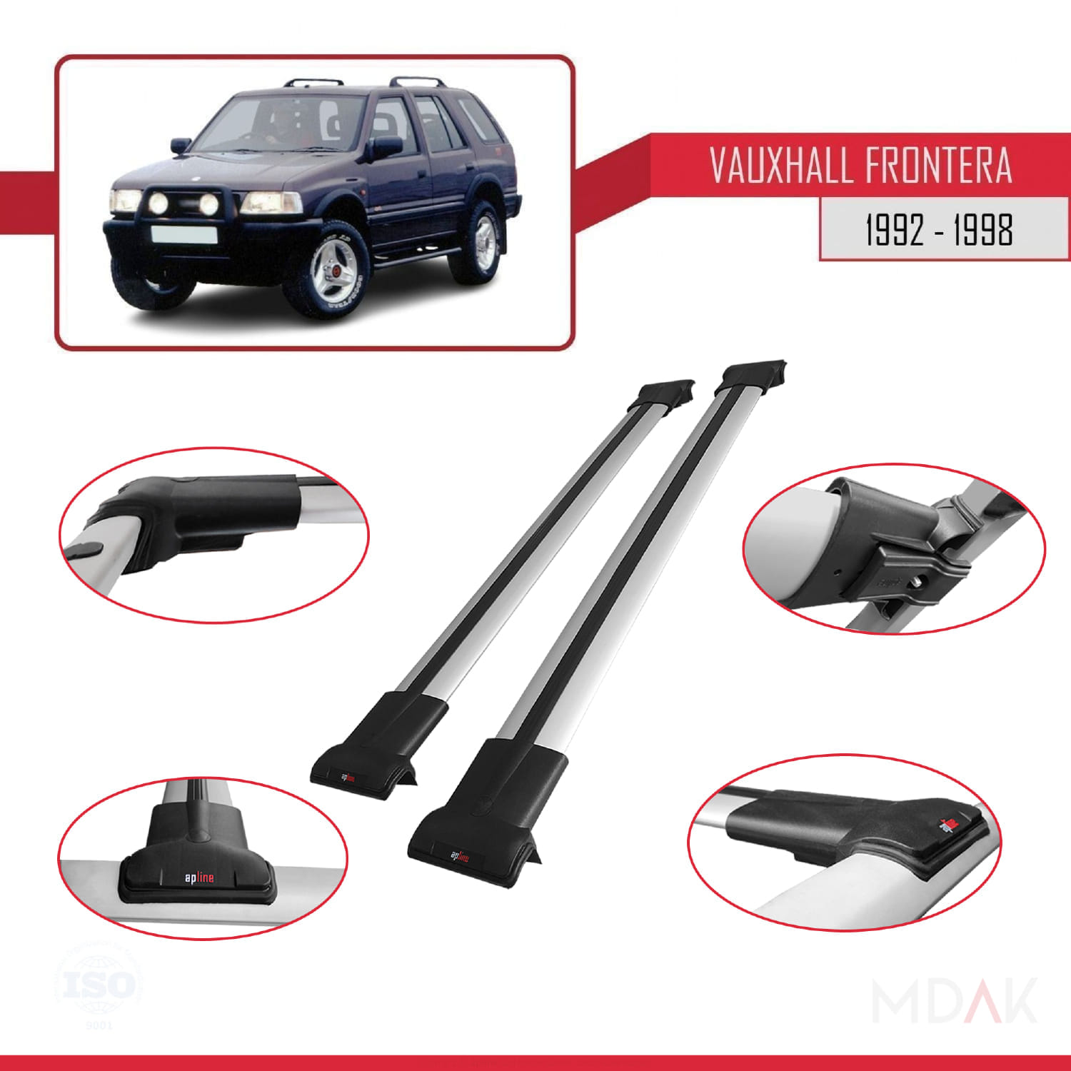 Vauxhall Frontera 1992-1998 Arası ile Uyumlu FLY Model Ara Atkı Tavan Barı Gri 2 Adet - Görsel 4