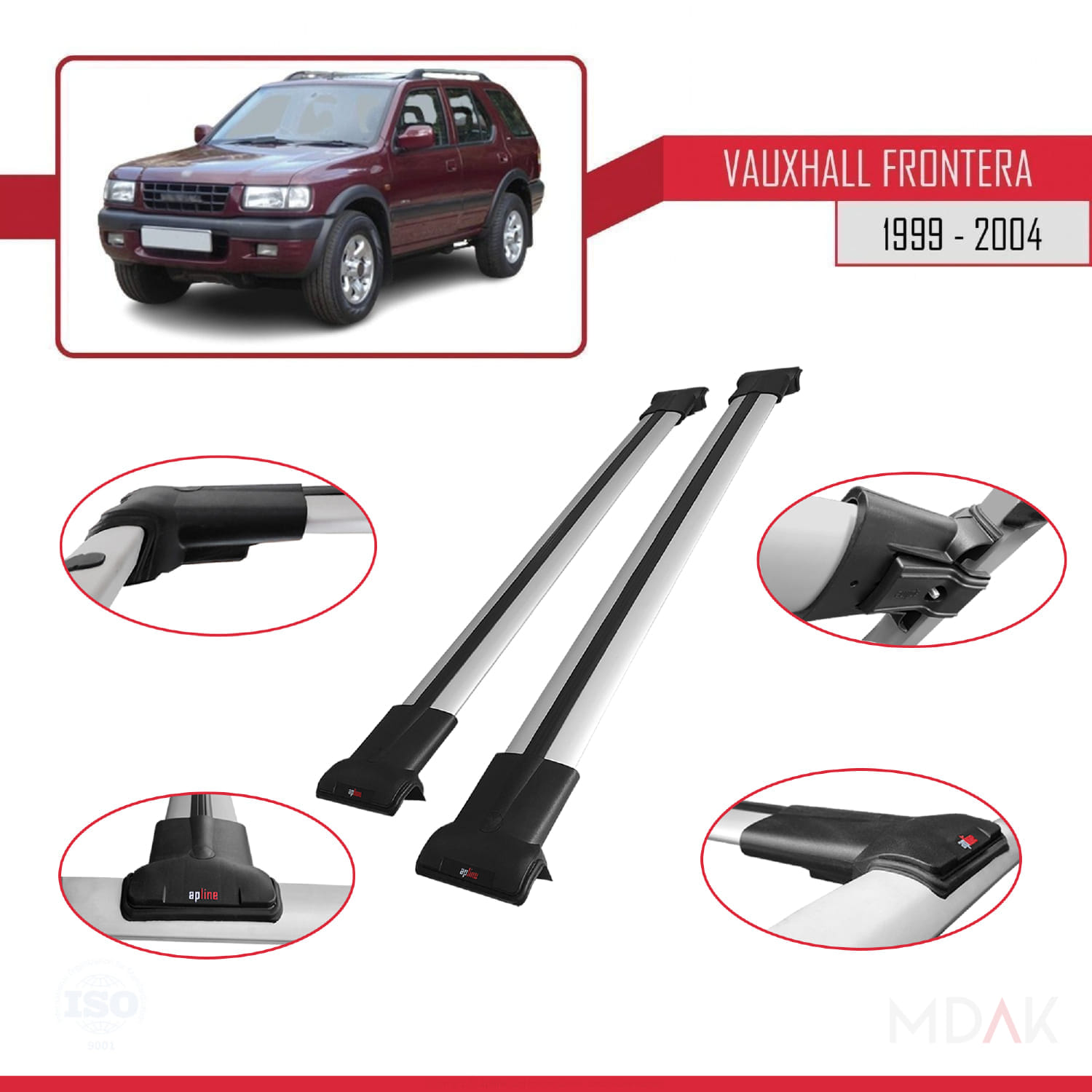Vauxhall Frontera 2 1999-2004 Arası ile Uyumlu FLY Model Ara Atkı Tavan Barı Gri 2 Adet - Görsel 4