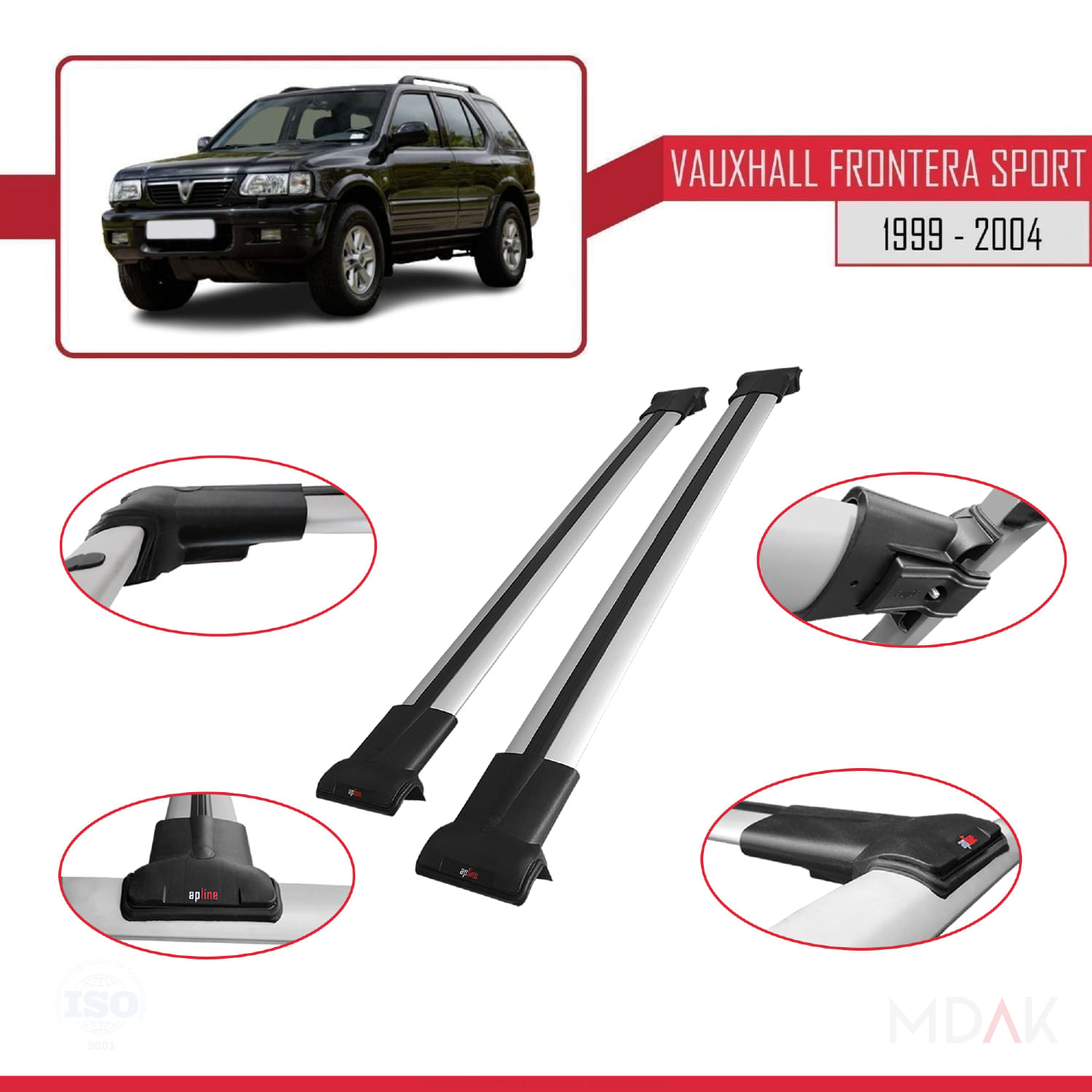 Vauxhall Frontera 2 Sport 1999-2004 Arası ile Uyumlu FLY Model Ara Atkı Tavan Barı Gri 2 Adet - Görsel 4