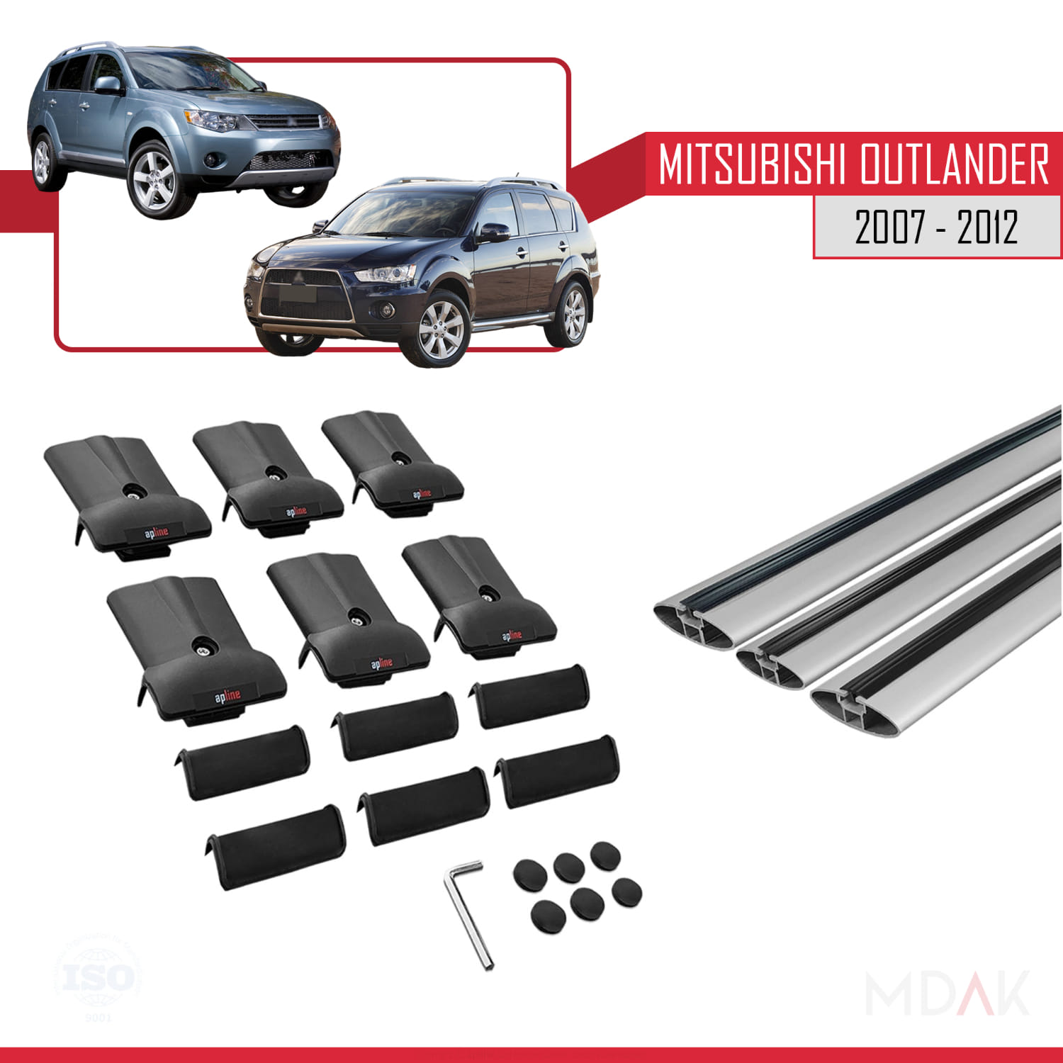 Mitsubishi Outlander 2 2007-2012 Arası ile Uyumlu FLY Model Ara Atkı Tavan Barı Gri 2 Adet - Görsel 5