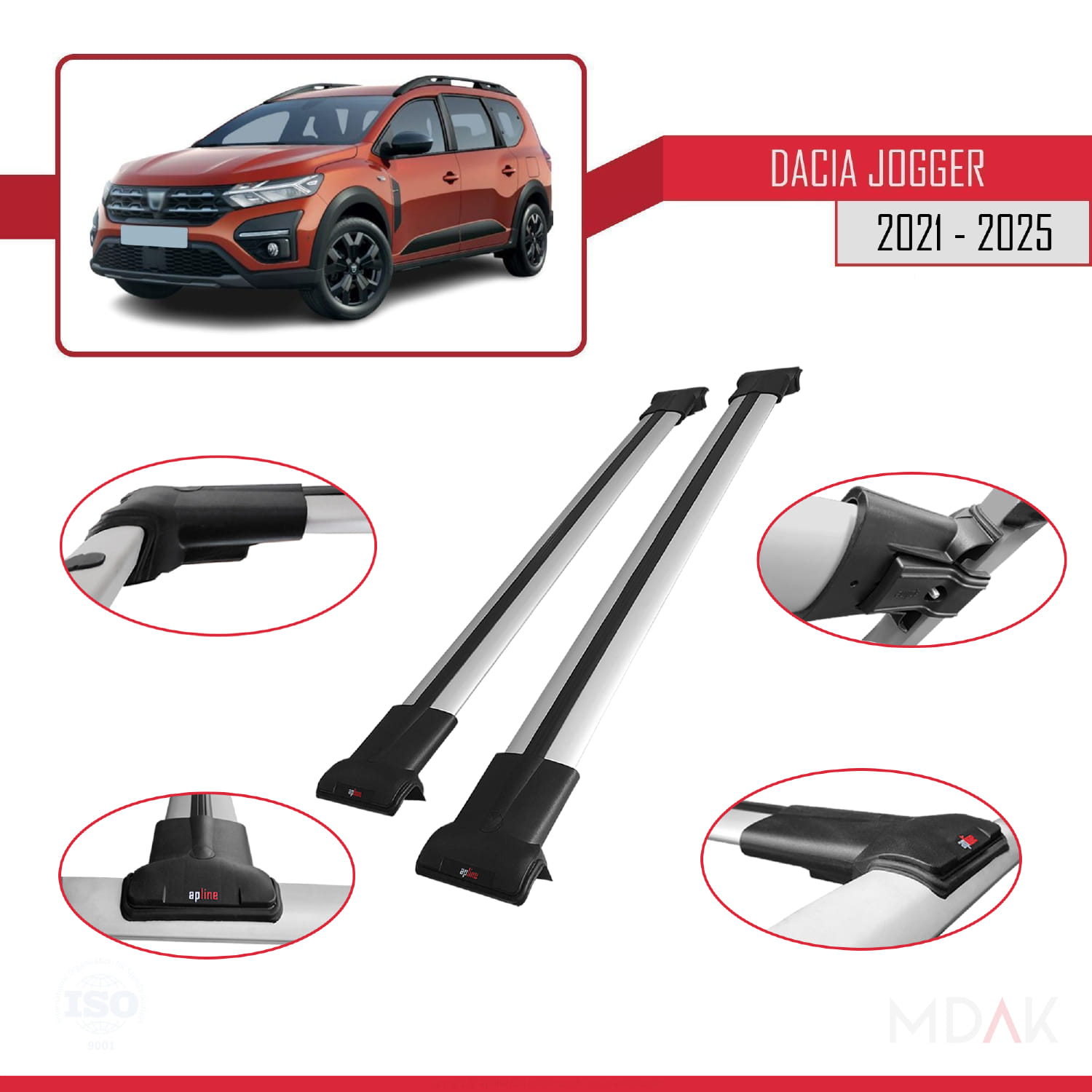 Dacia Jogger 2021 ve Sonrası ile Uyumlu FLY Model Ara Atkı Tavan Barı Gri 2 Adet - Görsel 4