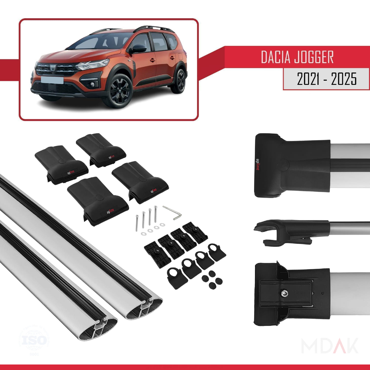 Dacia Jogger 2021 ve Sonrası ile Uyumlu FLY Model Ara Atkı Tavan Barı Gri 2 Adet - Görsel 5