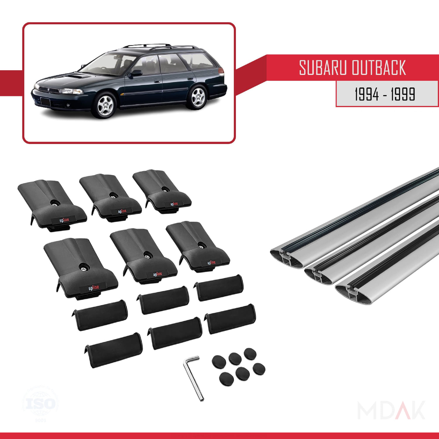 Subaru Outback 1994-1999 Arası ile Uyumlu FLY Model Ara Atkı Tavan Barı Gri 3 Adet - Görsel 5