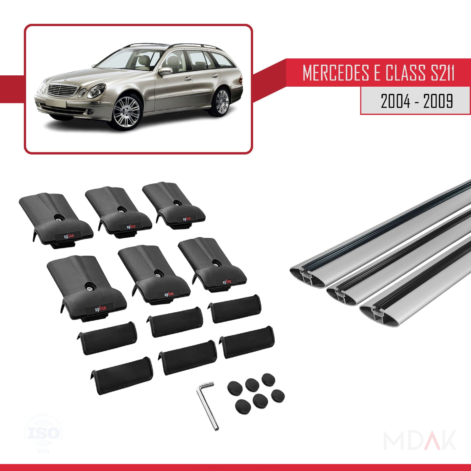 Mercedes E Class 3 (S211) 2004-2009 Arası ile Uyumlu FLY Model Ara Atkı Tavan Barı Gri 3 Adet - Görsel 5