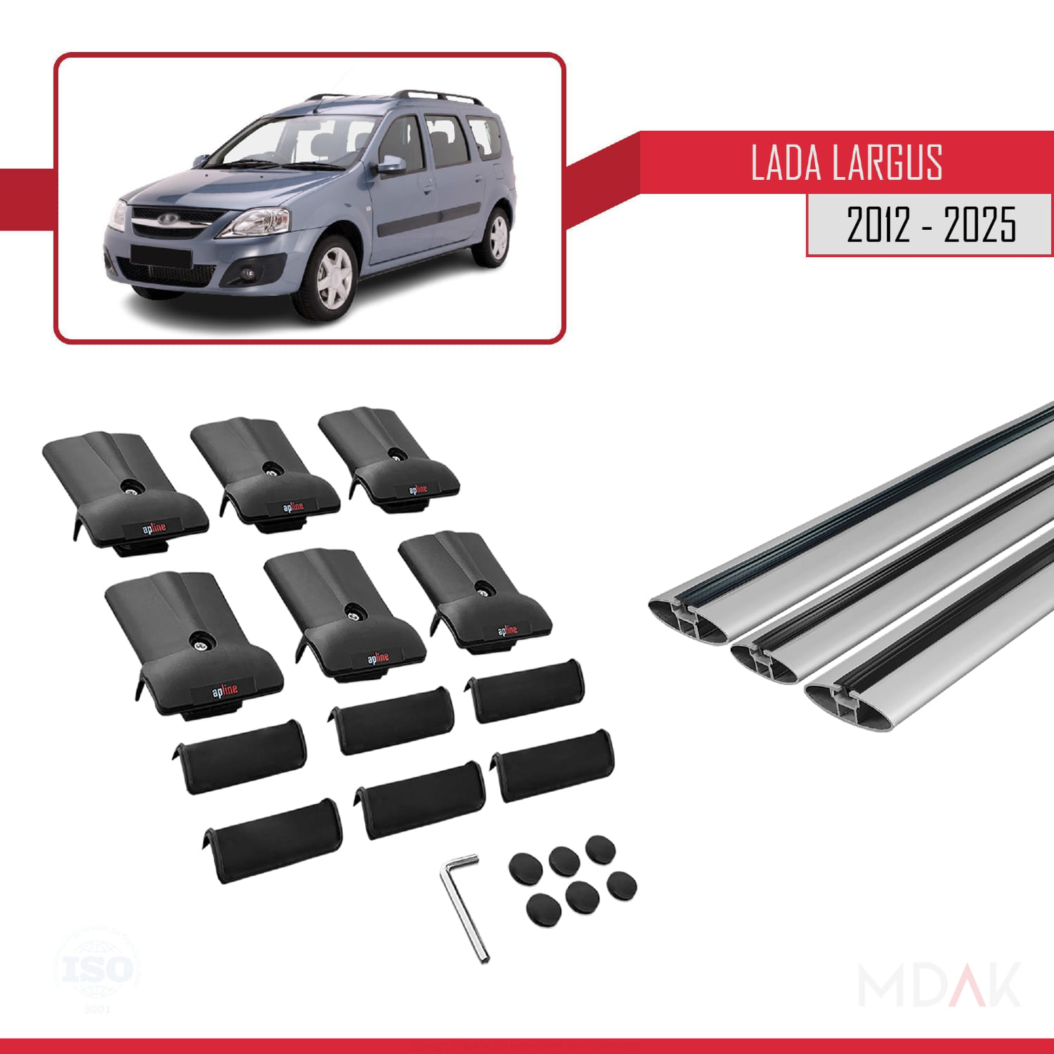 Lada Largus 2012 ve Sonrası ile Uyumlu FLY Model Ara Atkı Tavan Barı Gri 3 Adet - Görsel 5