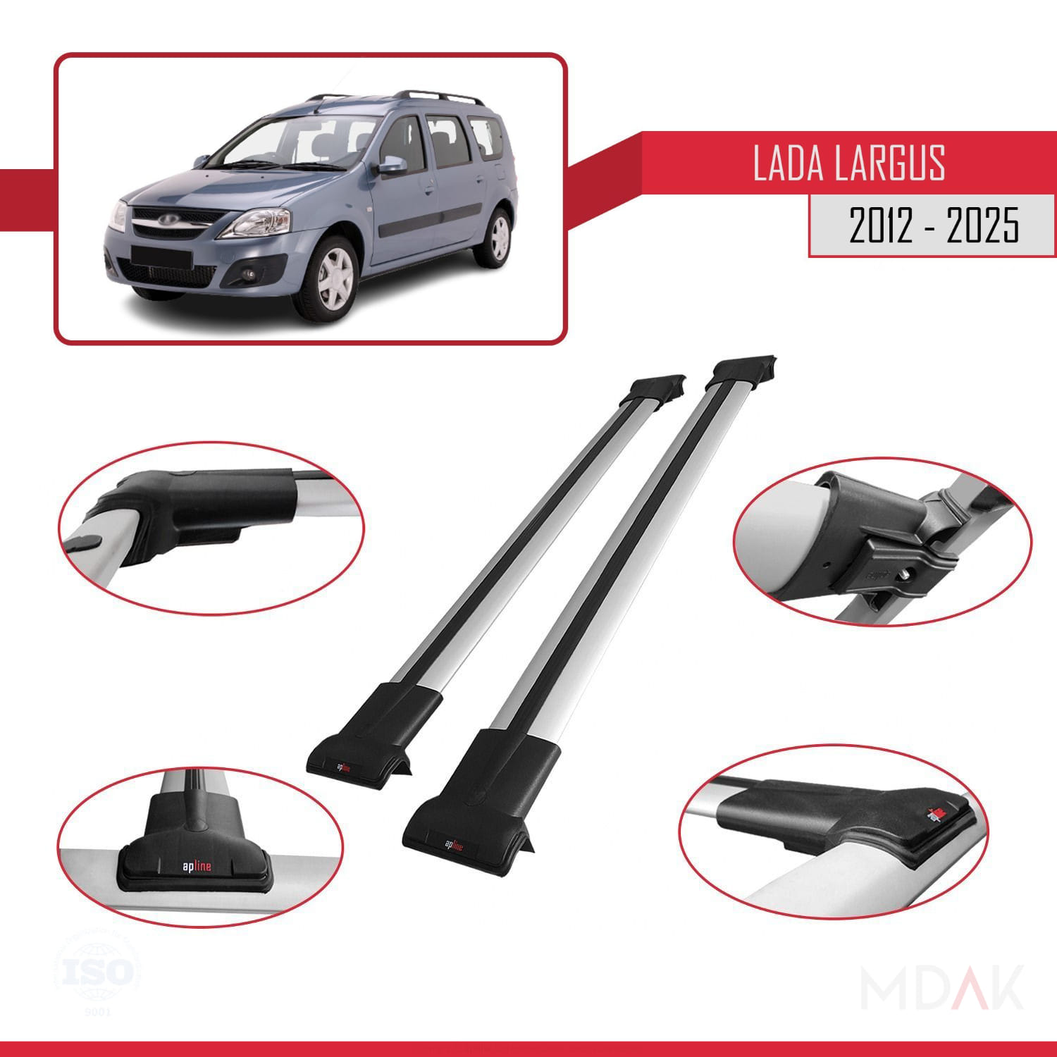 Lada Largus 2012 ve Sonrası ile Uyumlu FLY Model Ara Atkı Tavan Barı Gri 2 Adet - Görsel 4