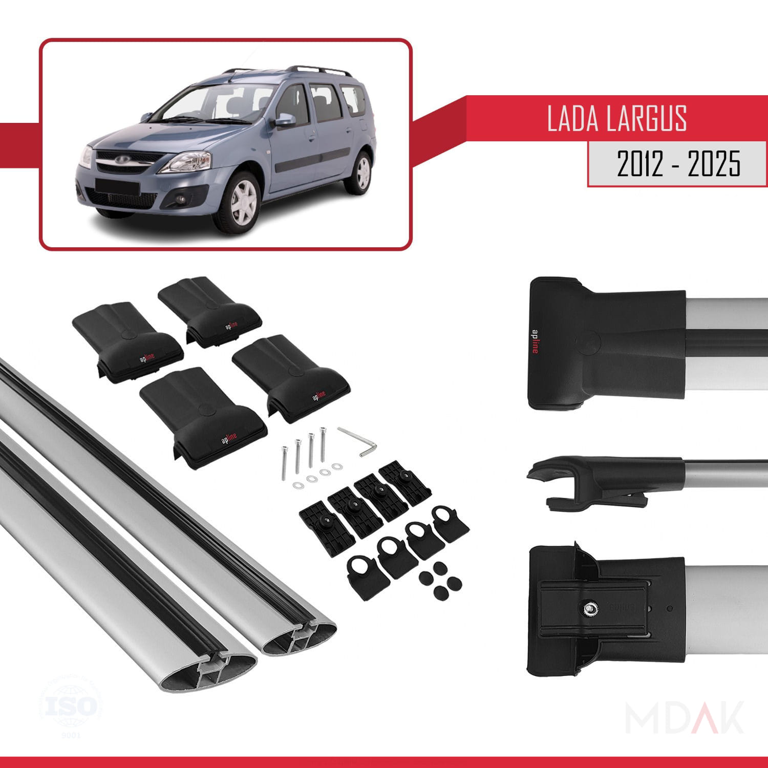 Lada Largus 2012 ve Sonrası ile Uyumlu FLY Model Ara Atkı Tavan Barı Gri 2 Adet - Görsel 5