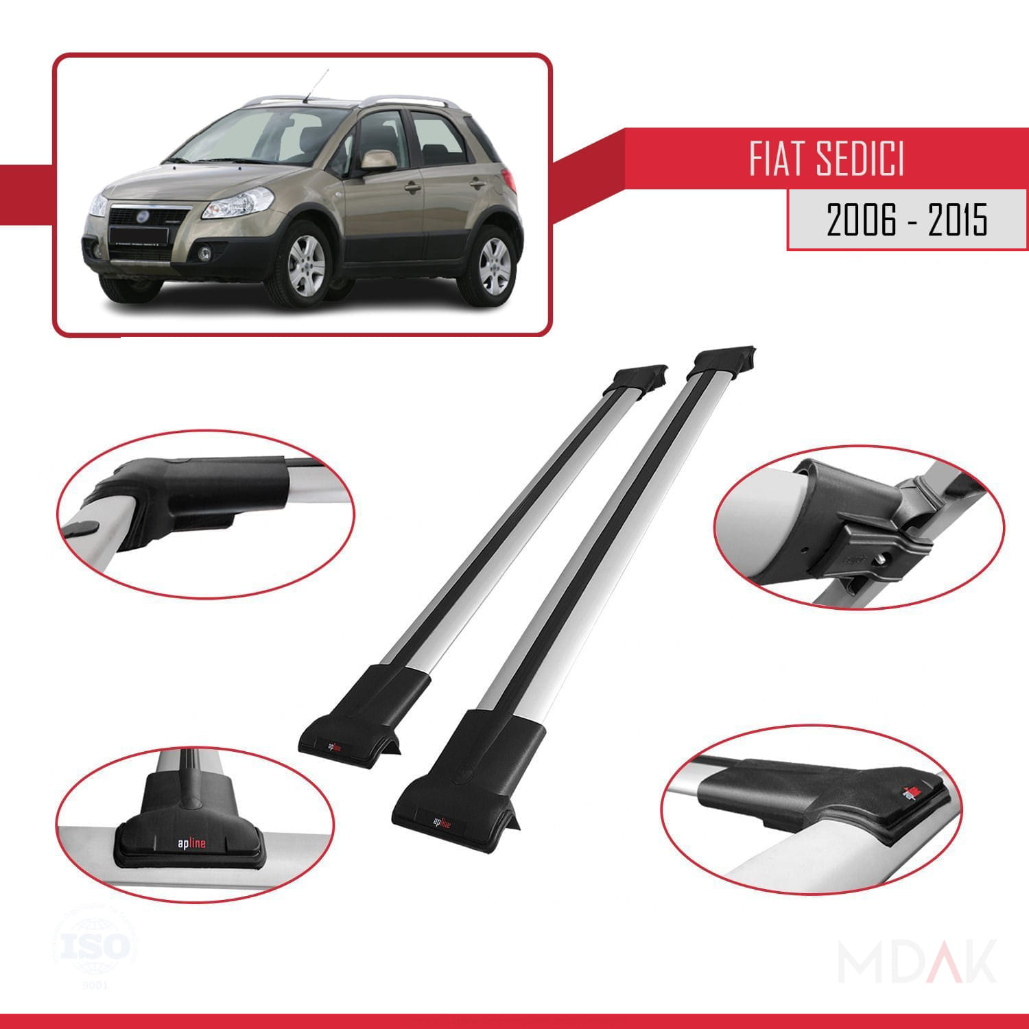 Fiat Sedici 2006-2015 Arası ile Uyumlu FLY Model Ara Atkı Tavan Barı Gri 2 Adet - Görsel 4