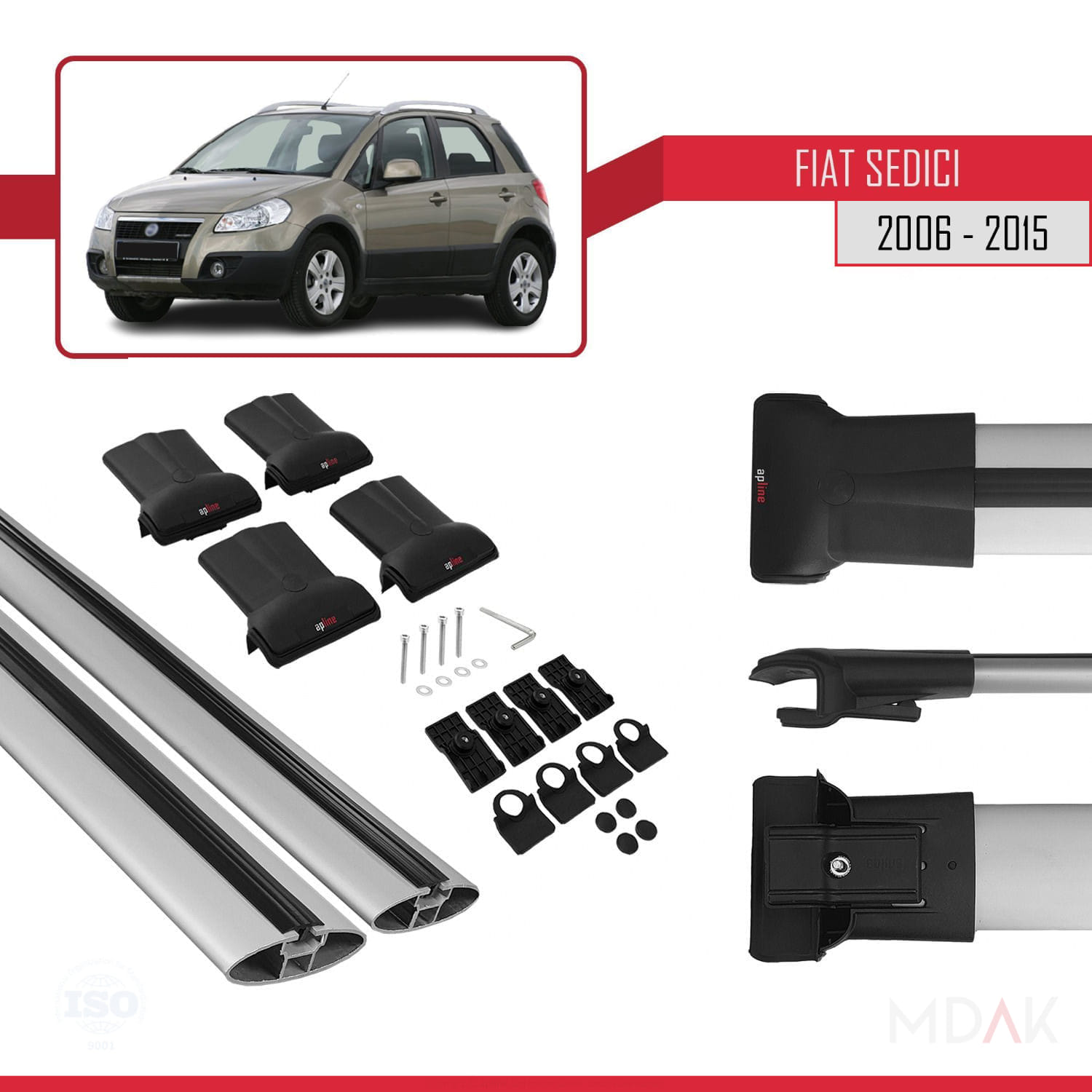 Fiat Sedici 2006-2015 Arası ile Uyumlu FLY Model Ara Atkı Tavan Barı Gri 2 Adet - Görsel 5
