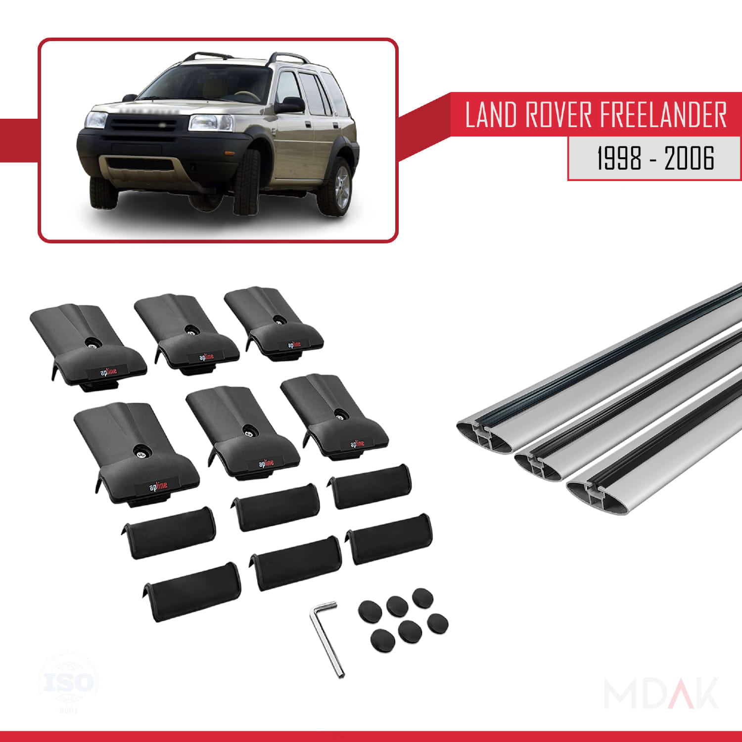 Land Rover Freelander (L314) 1998-2006 Arası ile Uyumlu FLY Model Ara Atkı Tavan Barı Gri 3 Adet - Görsel 5