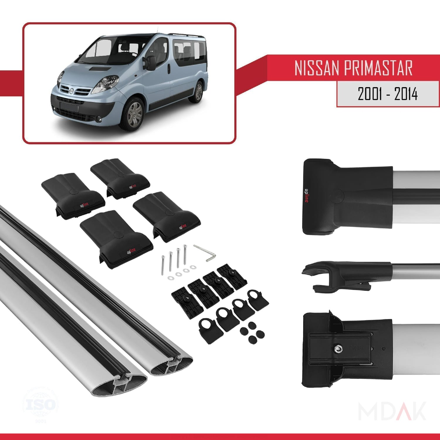 Nissan Primastar 2001-2014 Arası ile Uyumlu FLY Model Ara Atkı Tavan Barı Gri 2 Adet - Görsel 5