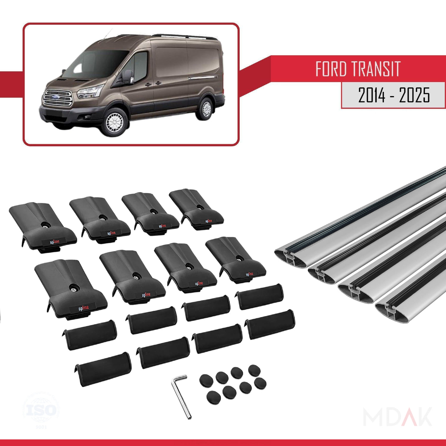 Ford Transit 2014 ve Sonrası ile Uyumlu FLY Model Ara Atkı Tavan Barı Gri 4 Adet - Görsel 5