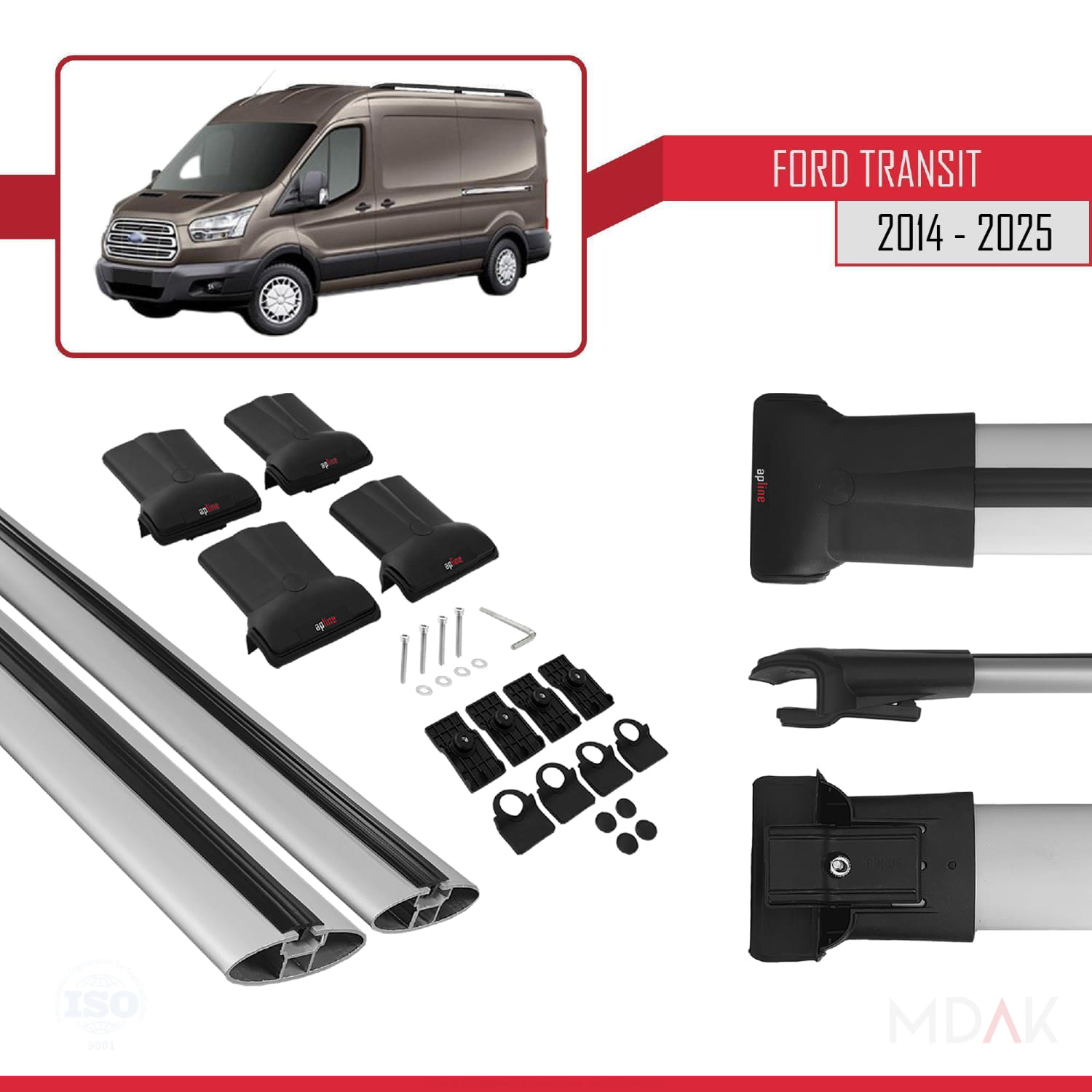 Ford Transit 2014 ve Sonrası ile Uyumlu FLY Model Ara Atkı Tavan Barı Gri 2 Adet - Görsel 5