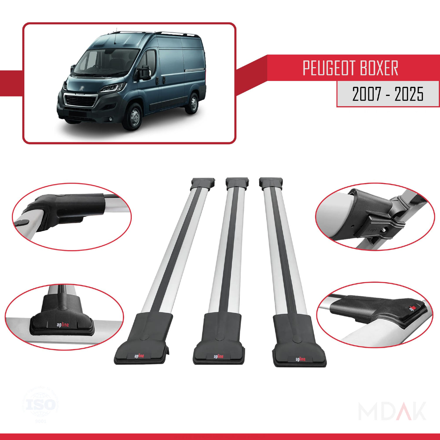 Peugeot Boxer 2 2007 ve Sonrası ile Uyumlu FLY Model Ara Atkı Tavan Barı Gri 3 Adet - Görsel 4