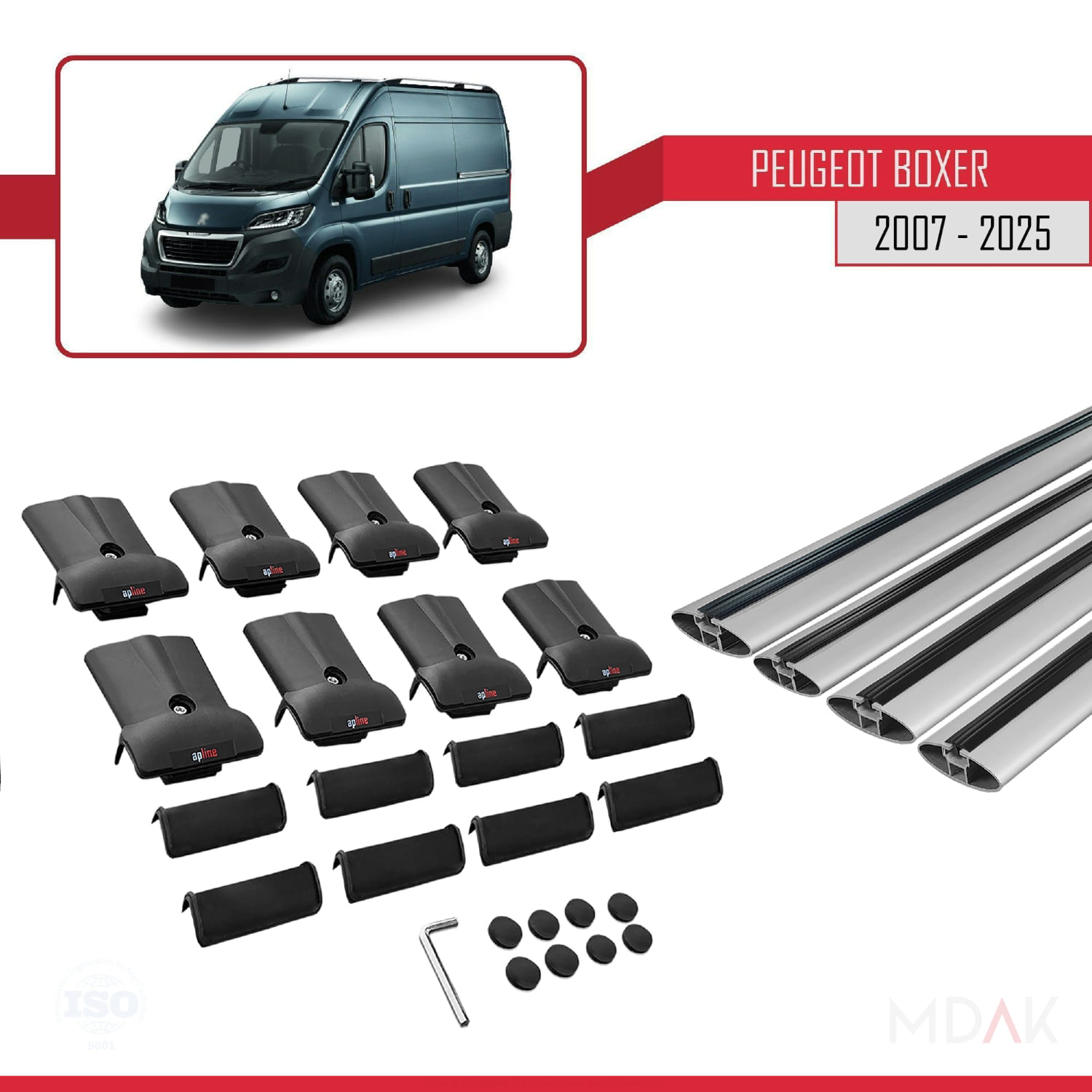 Peugeot Boxer 2 2007 ve Sonrası ile Uyumlu FLY Model Ara Atkı Tavan Barı Gri 4 Adet - Görsel 5