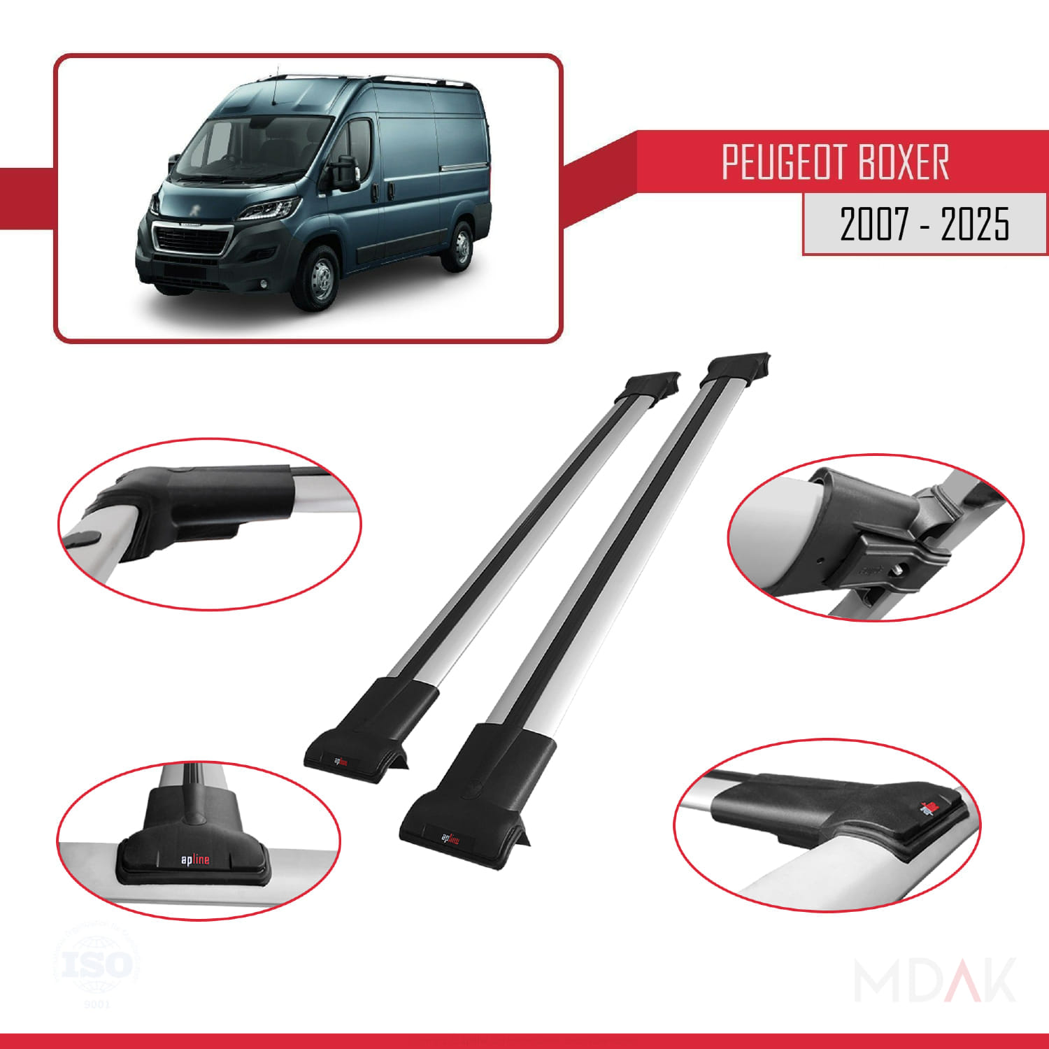 Peugeot Boxer 2 2007 ve Sonrası ile Uyumlu FLY Model Ara Atkı Tavan Barı Gri 2 Adet - Görsel 3