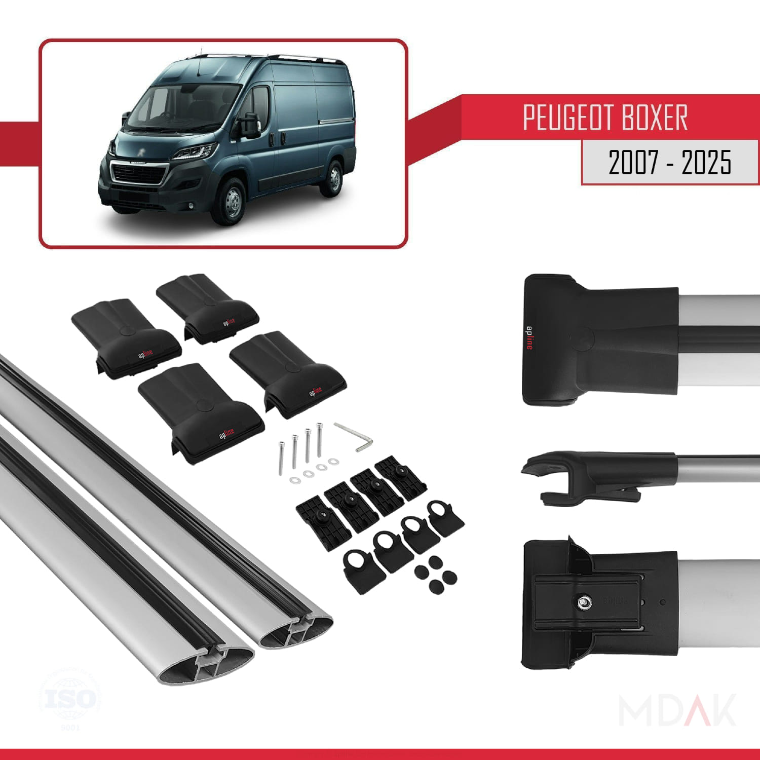 Peugeot Boxer 2 2007 ve Sonrası ile Uyumlu FLY Model Ara Atkı Tavan Barı Gri 2 Adet - Görsel 5