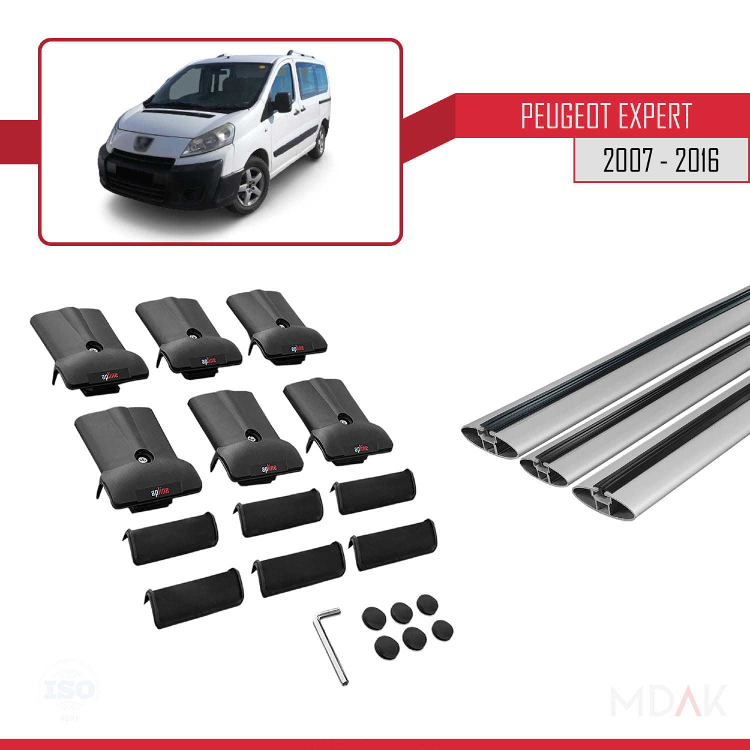 Peugeot Expert 2 2007-2016 Arası ile Uyumlu FLY Model Ara Atkı Tavan Barı Gri 3 Adet - Görsel 5