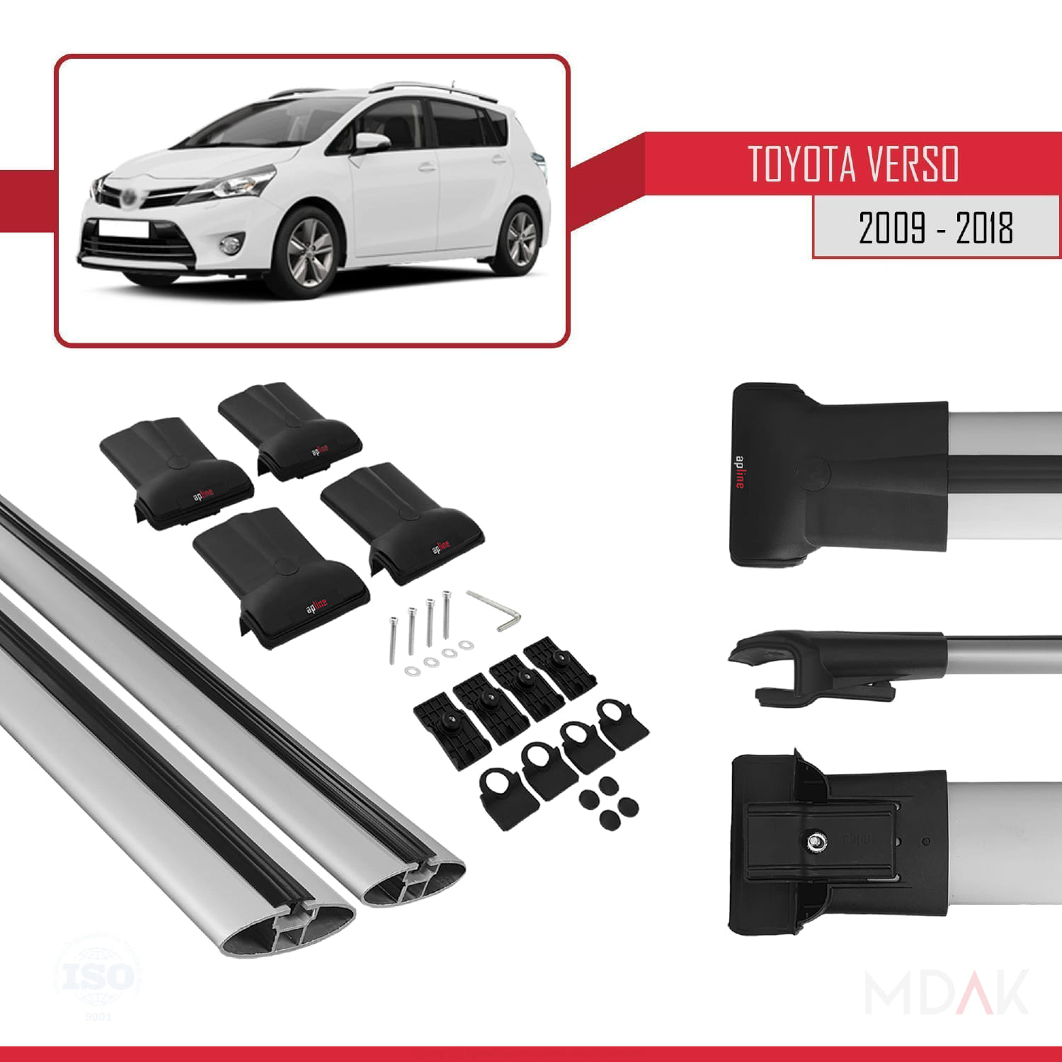 Toyota Verso (AR20) 2009-2018 Arası ile Uyumlu FLY Model Ara Atkı Tavan Barı Gri 2 Adet - Görsel 5