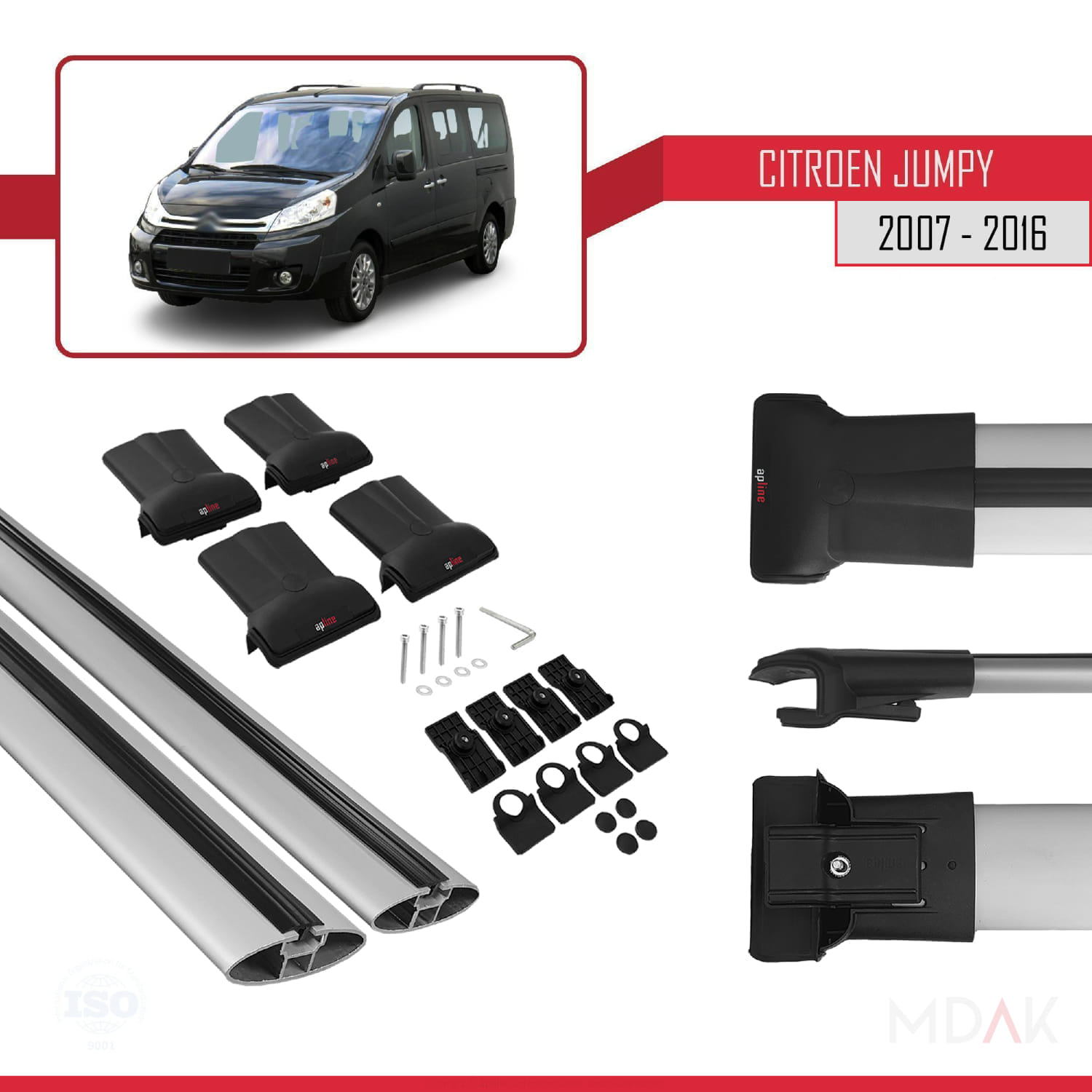 Citroen Jumpy 2 (G9) 2007-2016 Arası ile Uyumlu FLY Model Ara Atkı Tavan Barı Gri 2 Adet - Görsel 5