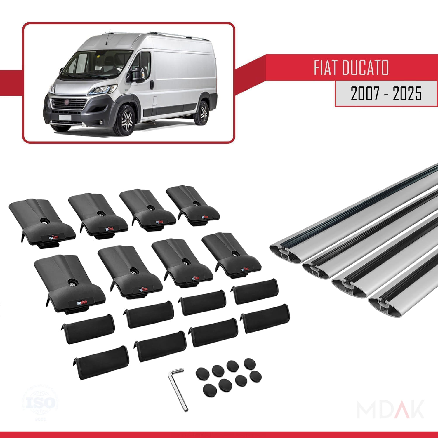 Fiat Ducato 3 2007 ve Sonrası ile Uyumlu FLY Model Ara Atkı Tavan Barı Gri 4 Adet - Görsel 5