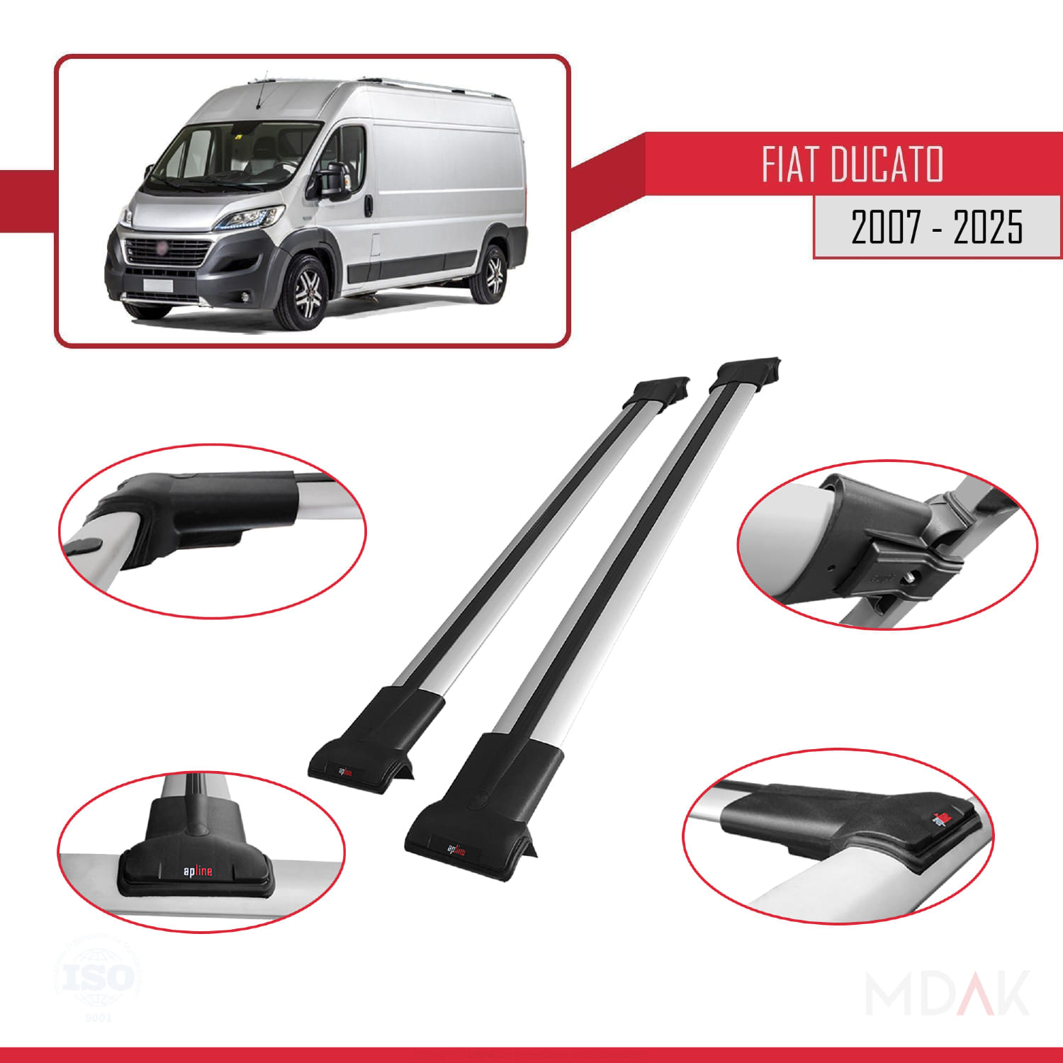 Fiat Ducato 3 2007 ve Sonrası ile Uyumlu FLY Model Ara Atkı Tavan Barı Gri 2 Adet - Görsel 3