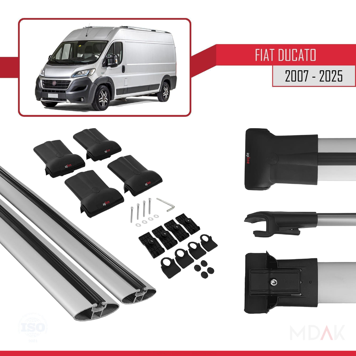 Fiat Ducato 3 2007 ve Sonrası ile Uyumlu FLY Model Ara Atkı Tavan Barı Gri 2 Adet - Görsel 5