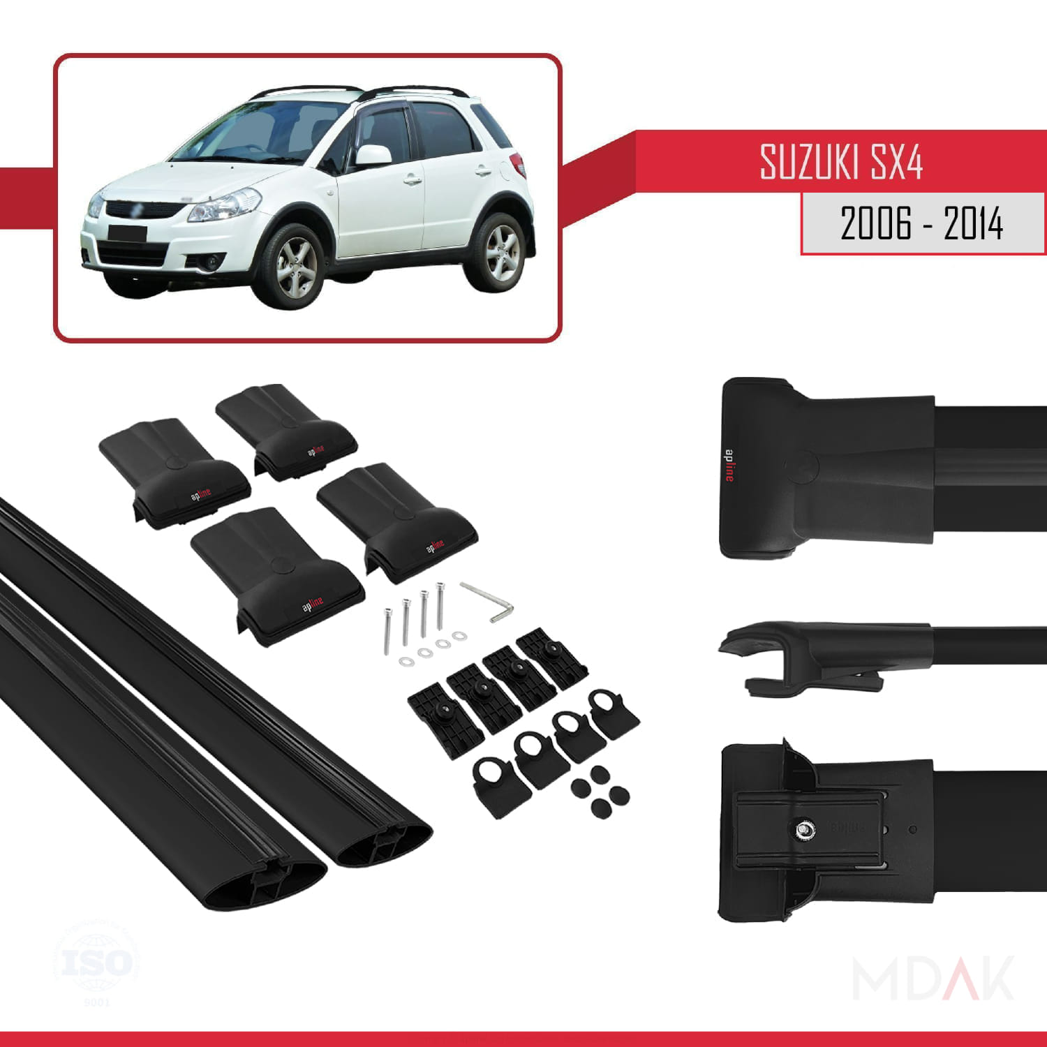 Suzuki SX4 II (JY) 2006-2014 Arası ile Uyumlu FLY Model Ara Atkı Tavan Barı Siyah 2 Adet - Görsel 5