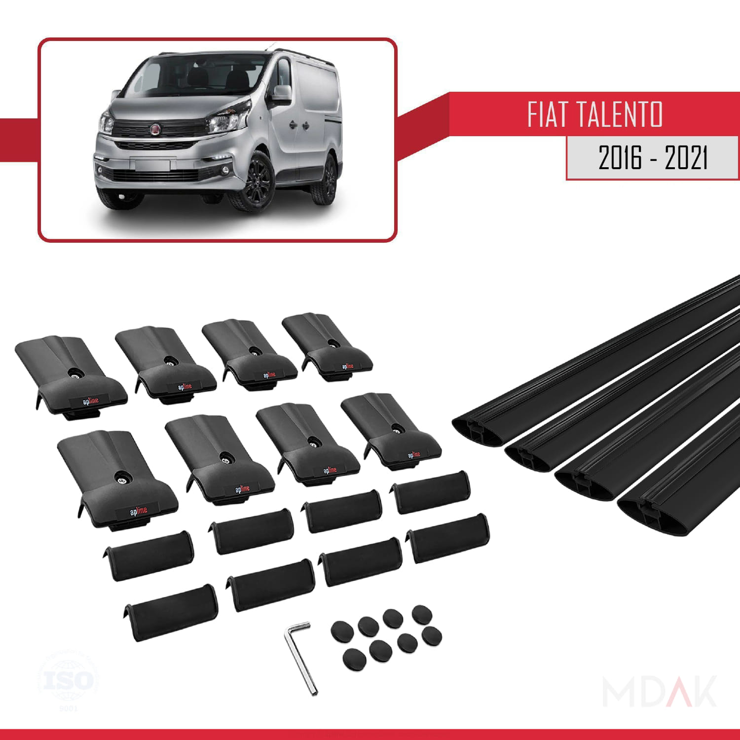 Fiat Talento 2016-2021 Arası ile Uyumlu FLY Model Ara Atkı Tavan Barı Siyah 4 Adet - Görsel 5