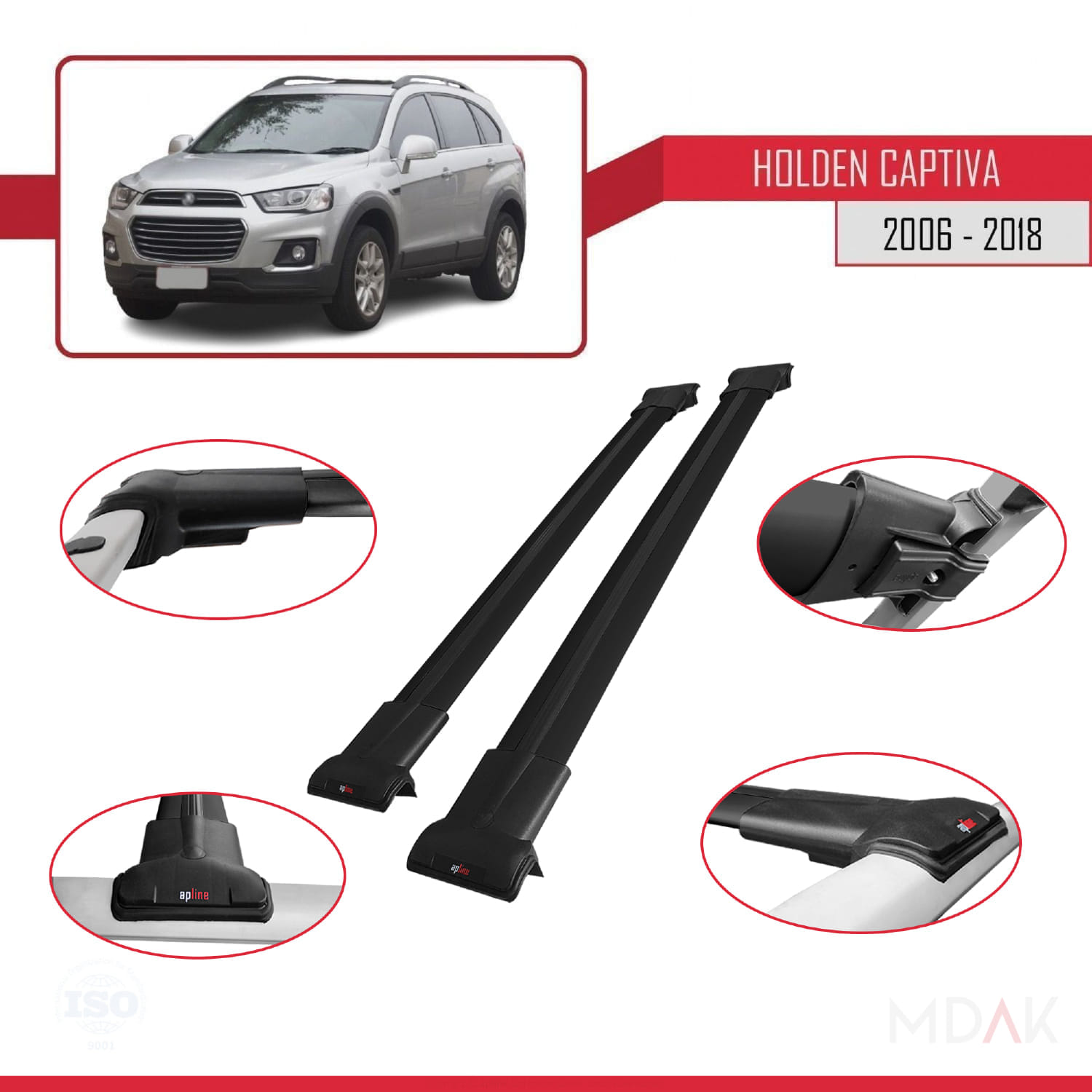 Holden Captiva 2006-2018 Arası ile Uyumlu FLY Model Ara Atkı Tavan Barı Siyah 2 Adet - Görsel 4