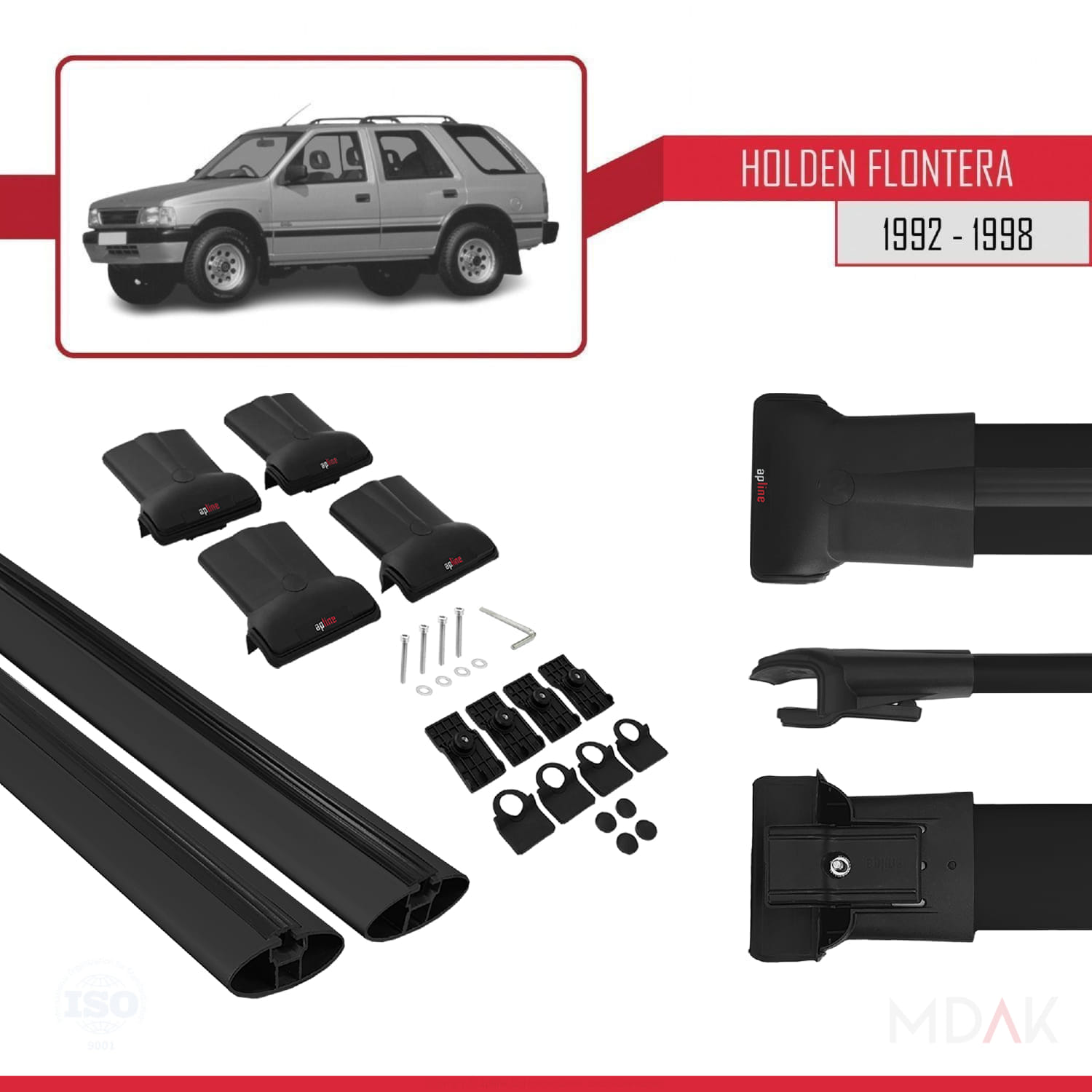 Holden Frontera 1992-1998 Arası ile Uyumlu FLY Model Ara Atkı Tavan Barı Siyah 2 Adet - Görsel 5