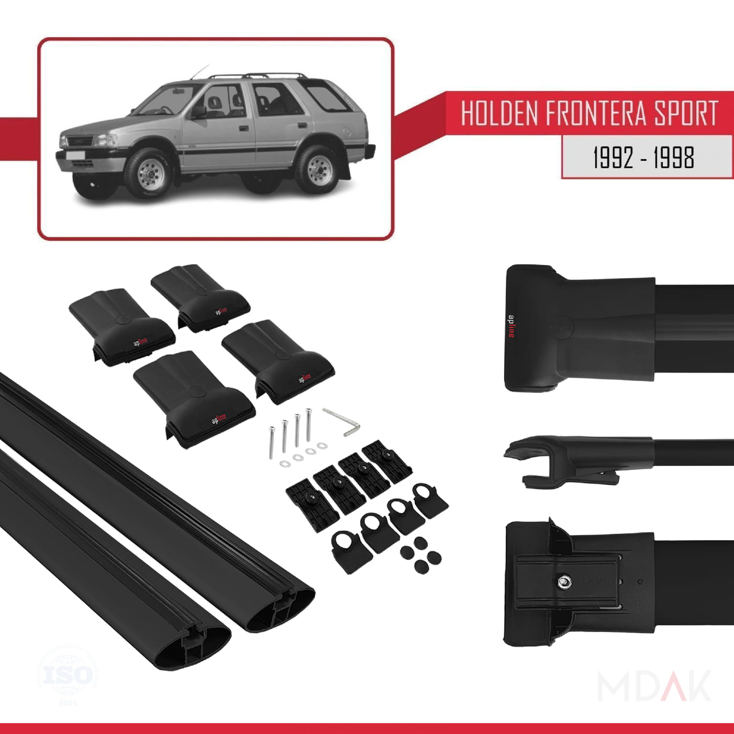 Holden Frontera Sport 1992-1998 Arası ile Uyumlu FLY Model Ara Atkı Tavan Barı Siyah 2 Adet - Görsel 5