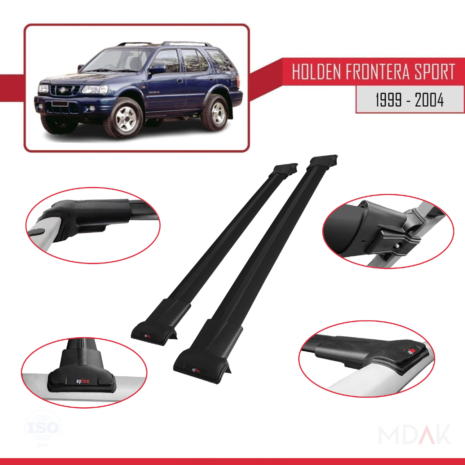 Holden Frontera Sport 2 1999-2004 Arası ile Uyumlu FLY Model Ara Atkı Tavan Barı Siyah 2 Adet - Görsel 4