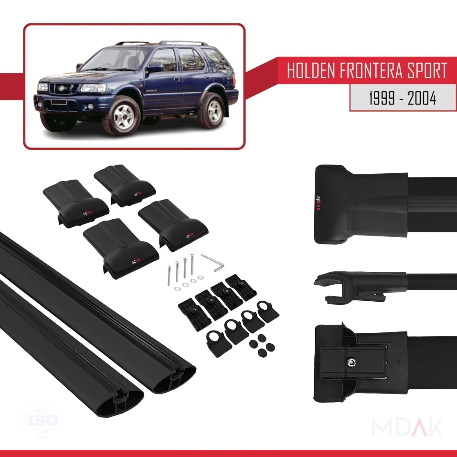 Holden Frontera Sport 2 1999-2004 Arası ile Uyumlu FLY Model Ara Atkı Tavan Barı Siyah 2 Adet - Görsel 5