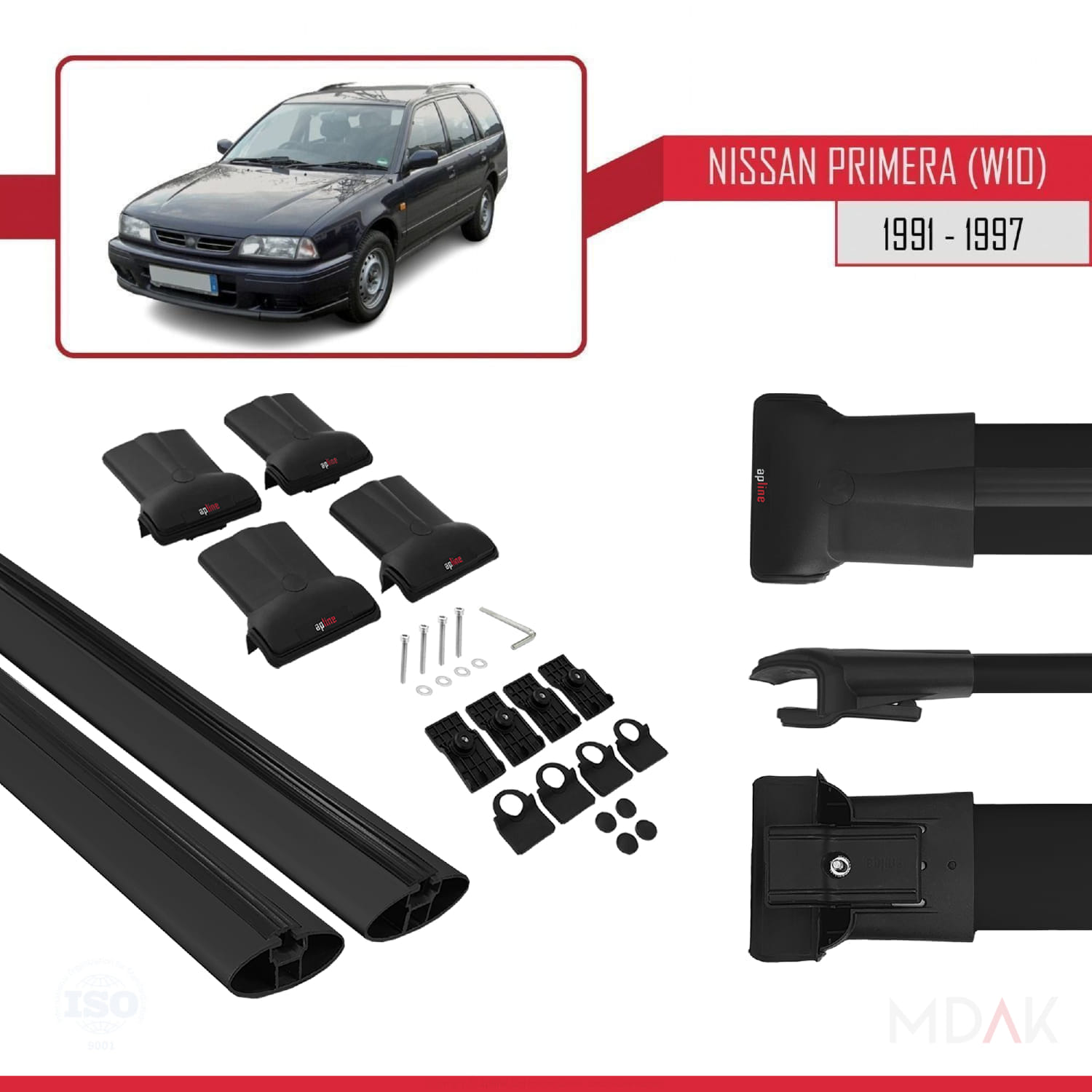 Nissan Primera (W10) Traveller 1991-1997 Arası ile Uyumlu FLY Model Ara Atkı Tavan Barı Siyah 2 Adet - Görsel 5