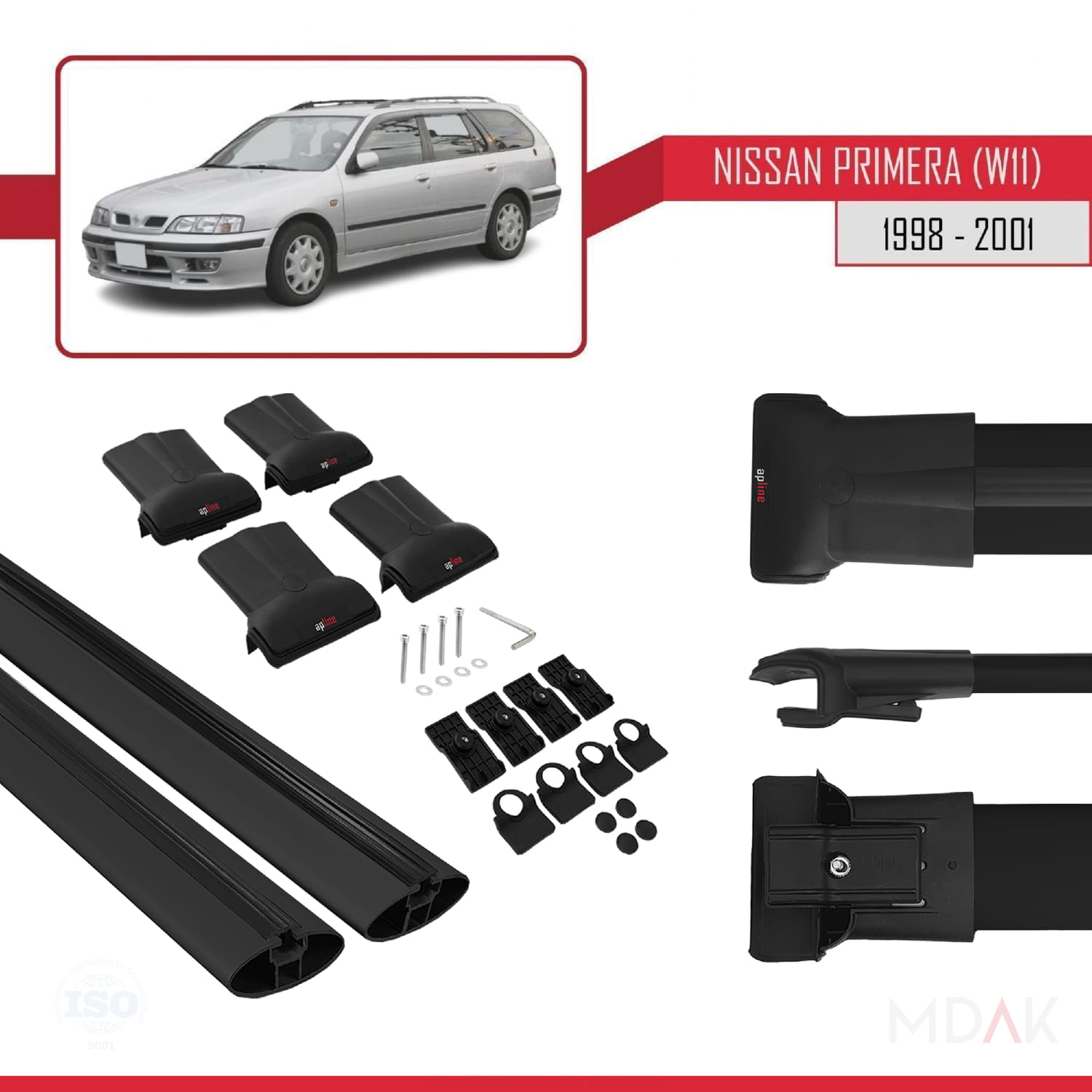 Nissan Primera 2 (W11) Traveller 1998-2001 Arası ile Uyumlu FLY Model Ara Atkı Tavan Barı Siyah 2 Adet - Görsel 5