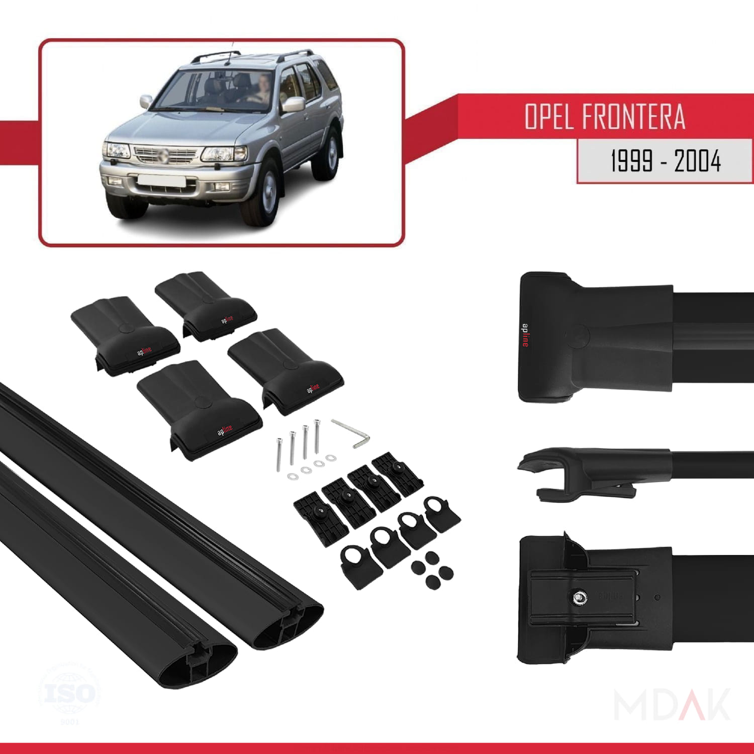 Opel Frontera 2 1999-2004 Arası ile Uyumlu FLY Model Ara Atkı Tavan Barı Siyah 2 Adet - Görsel 5