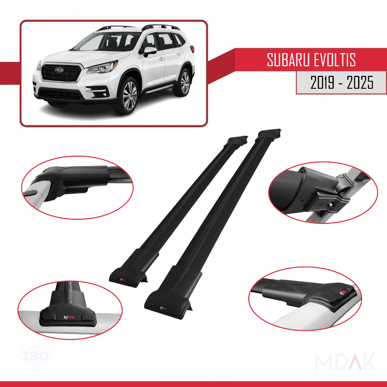 Subaru Evoltis 2019 ve Sonrası ile Uyumlu FLY Model Ara Atkı Tavan Barı Siyah 2 Adet - Görsel 4