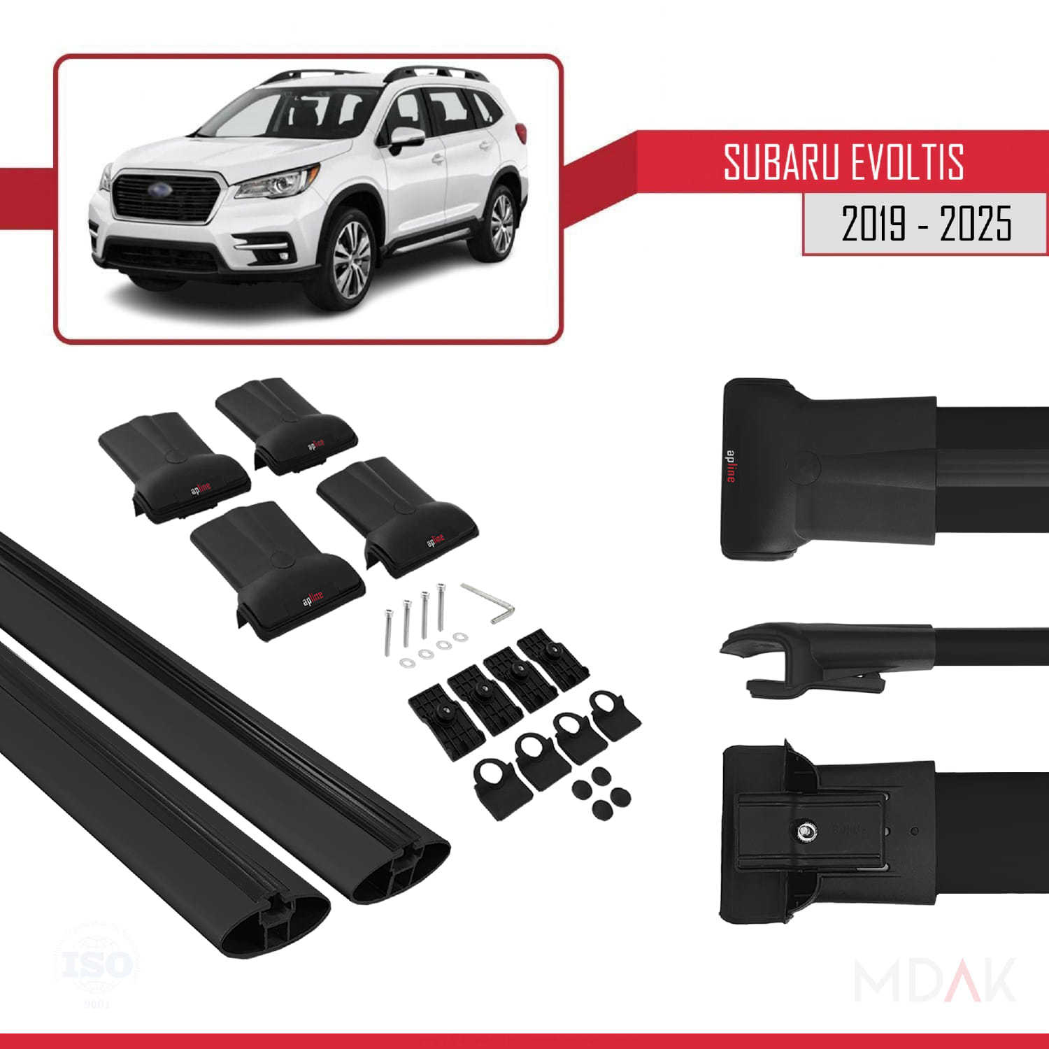 Subaru Evoltis 2019 ve Sonrası ile Uyumlu FLY Model Ara Atkı Tavan Barı Siyah 2 Adet - Görsel 5