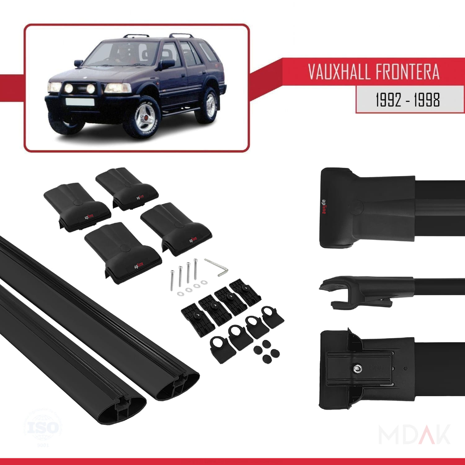 Vauxhall Frontera 1992-1998 Arası ile Uyumlu FLY Model Ara Atkı Tavan Barı Siyah 2 Adet - Görsel 5