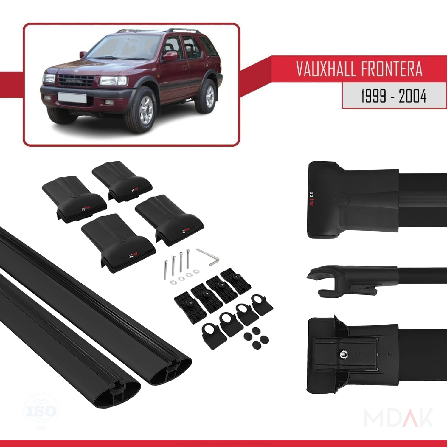 Vauxhall Frontera 2 1999-2004 Arası ile Uyumlu FLY Model Ara Atkı Tavan Barı Siyah 2 Adet - Görsel 5