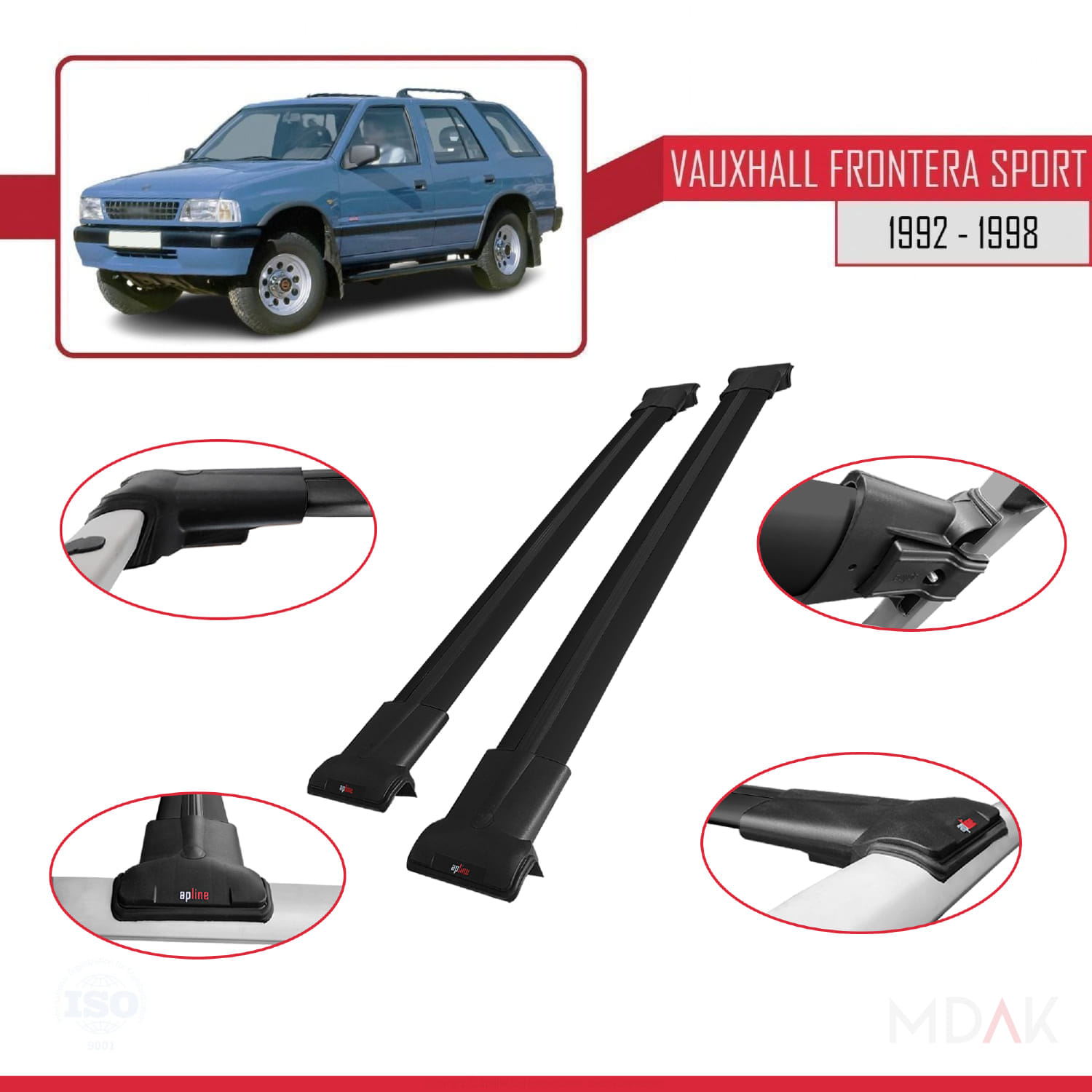 Vauxhall Frontera Sport 1992-1998 Arası ile Uyumlu FLY Model Ara Atkı Tavan Barı Siyah 2 Adet - Görsel 4