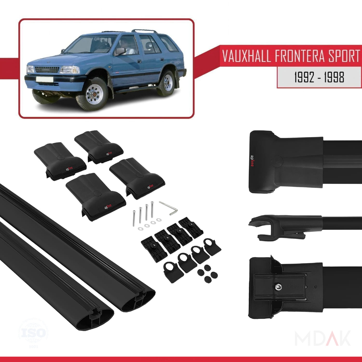 Vauxhall Frontera Sport 1992-1998 Arası ile Uyumlu FLY Model Ara Atkı Tavan Barı Siyah 2 Adet - Görsel 5