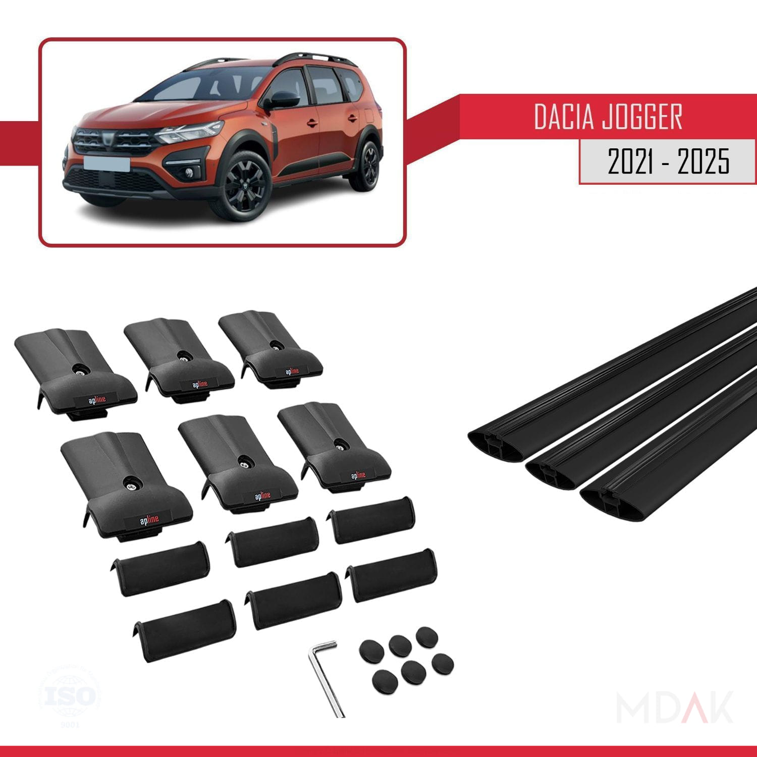 Dacia Jogger 2021 ve Sonrası ile Uyumlu FLY Model Ara Atkı Tavan Barı Siyah 3 Adet - Görsel 5