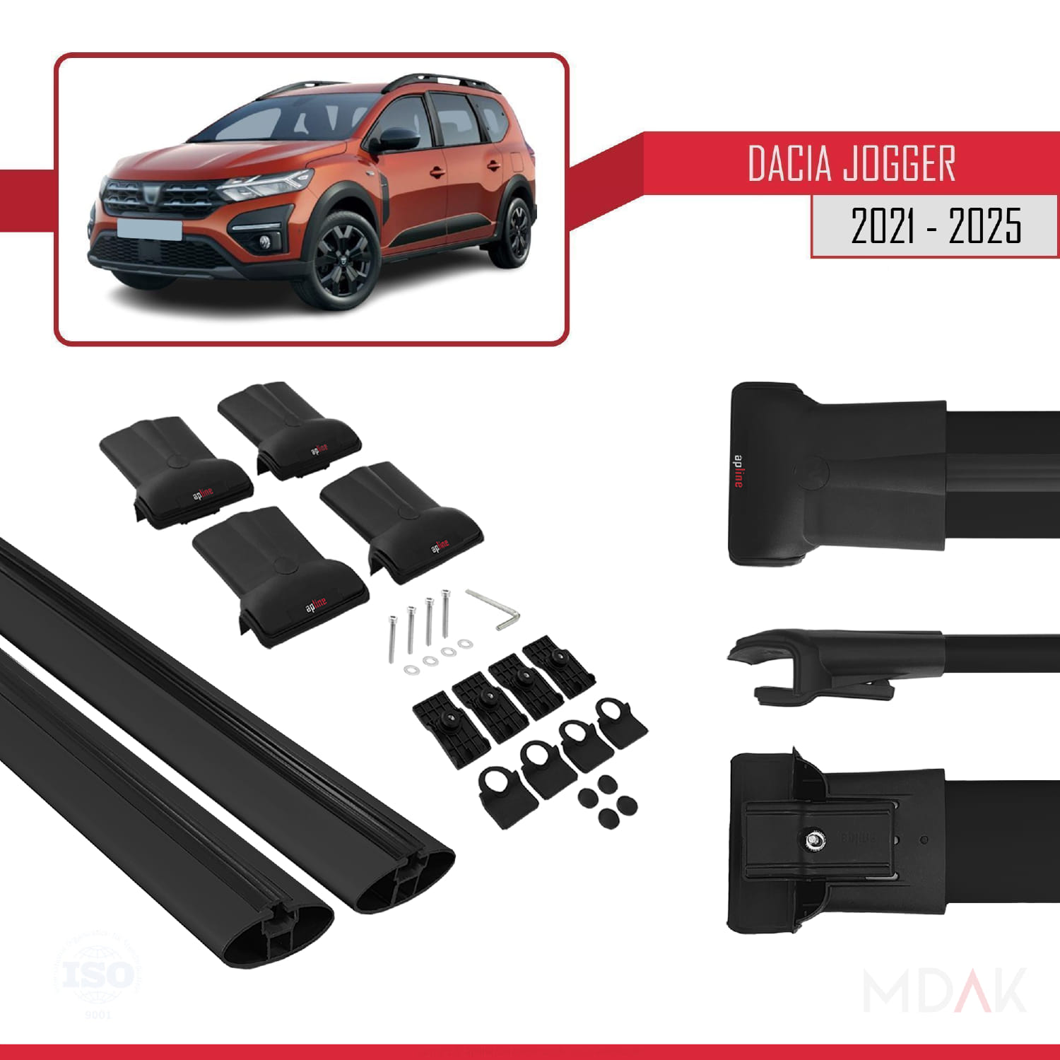 Dacia Jogger 2021 ve Sonrası ile Uyumlu FLY Model Ara Atkı Tavan Barı Siyah 2 Adet - Görsel 5