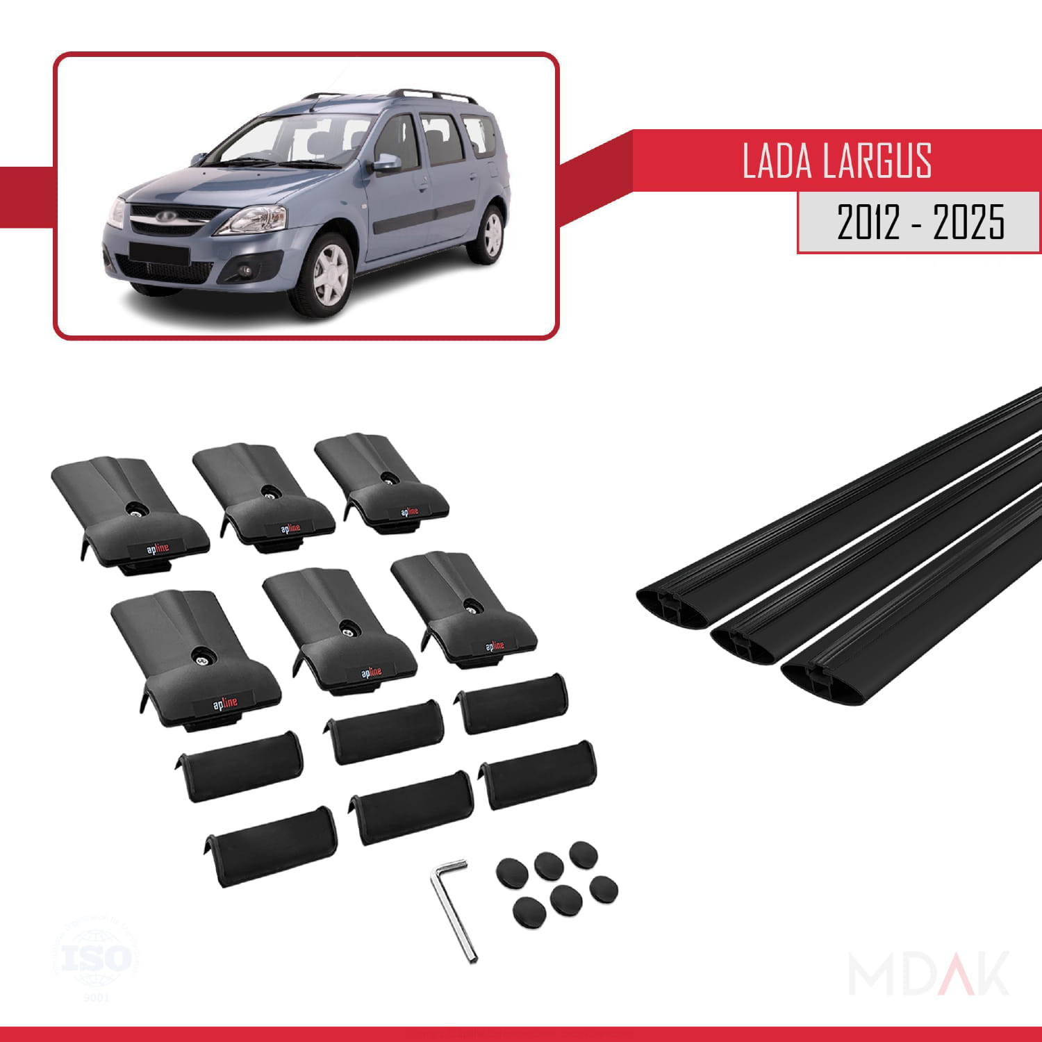 Lada Largus 2012 ve Sonrası ile Uyumlu FLY Model Ara Atkı Tavan Barı Siyah 3 Adet - Görsel 5