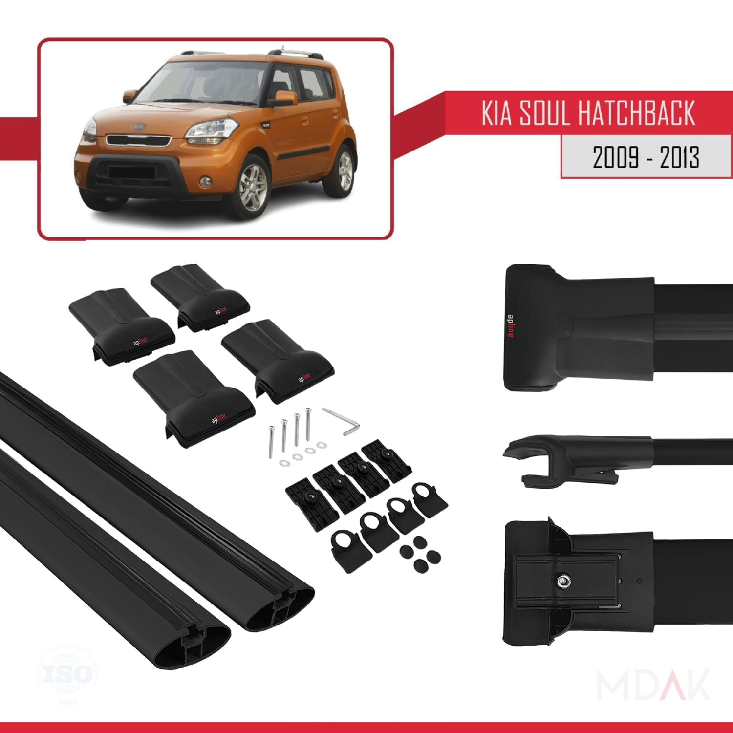 Kia Soul (AM) HB 2009-2013 Arası ile Uyumlu FLY Model Ara Atkı Tavan Barı Siyah 2 Adet - Görsel 5