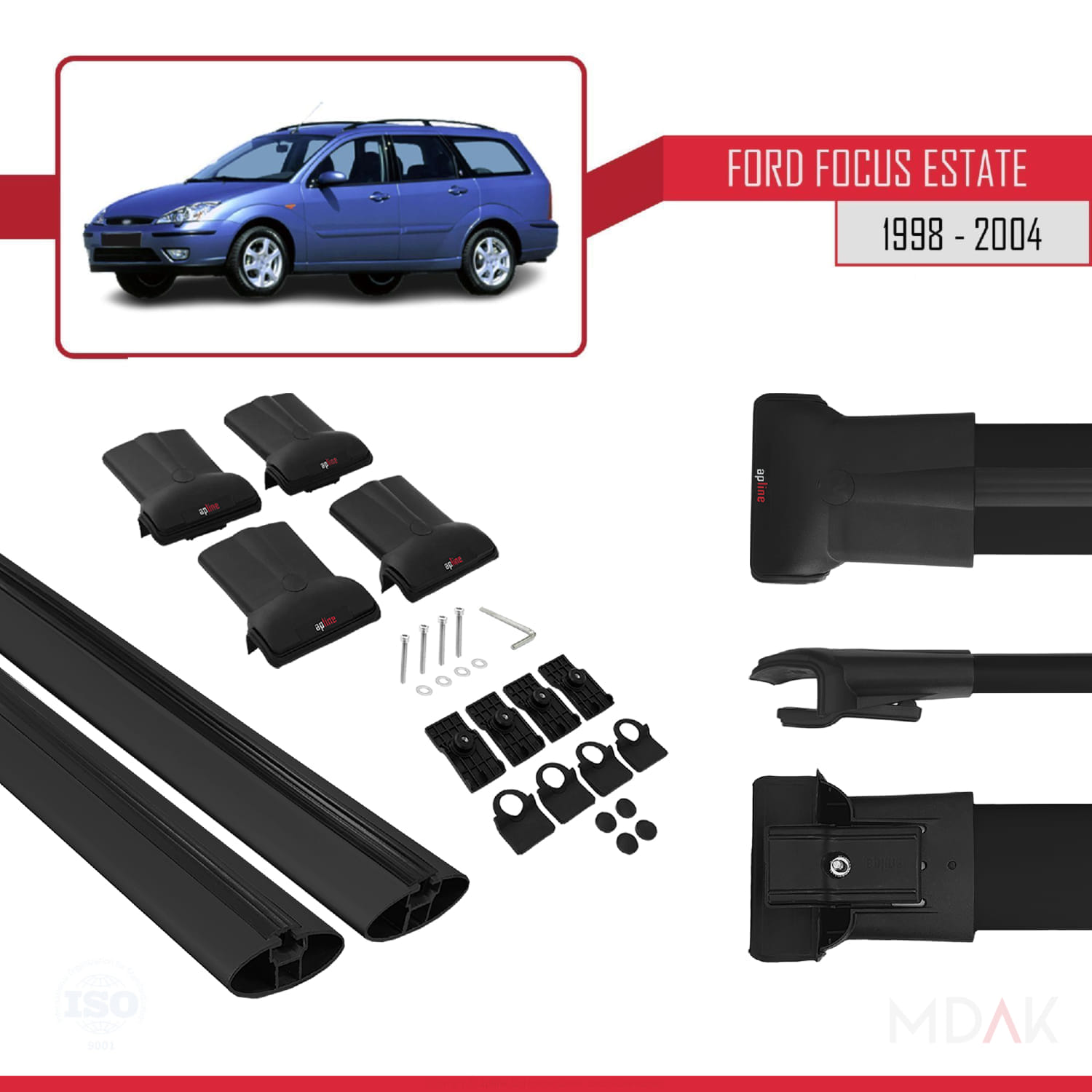 Ford Focus (C170) SW 1998-2004 Arası ile Uyumlu FLY Model Ara Atkı Tavan Barı Siyah 2 Adet - Görsel 5