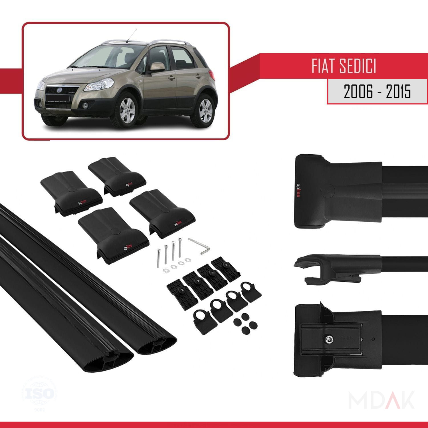 Fiat Sedici 2006-2015 Arası ile Uyumlu FLY Model Ara Atkı Tavan Barı Siyah 2 Adet - Görsel 5